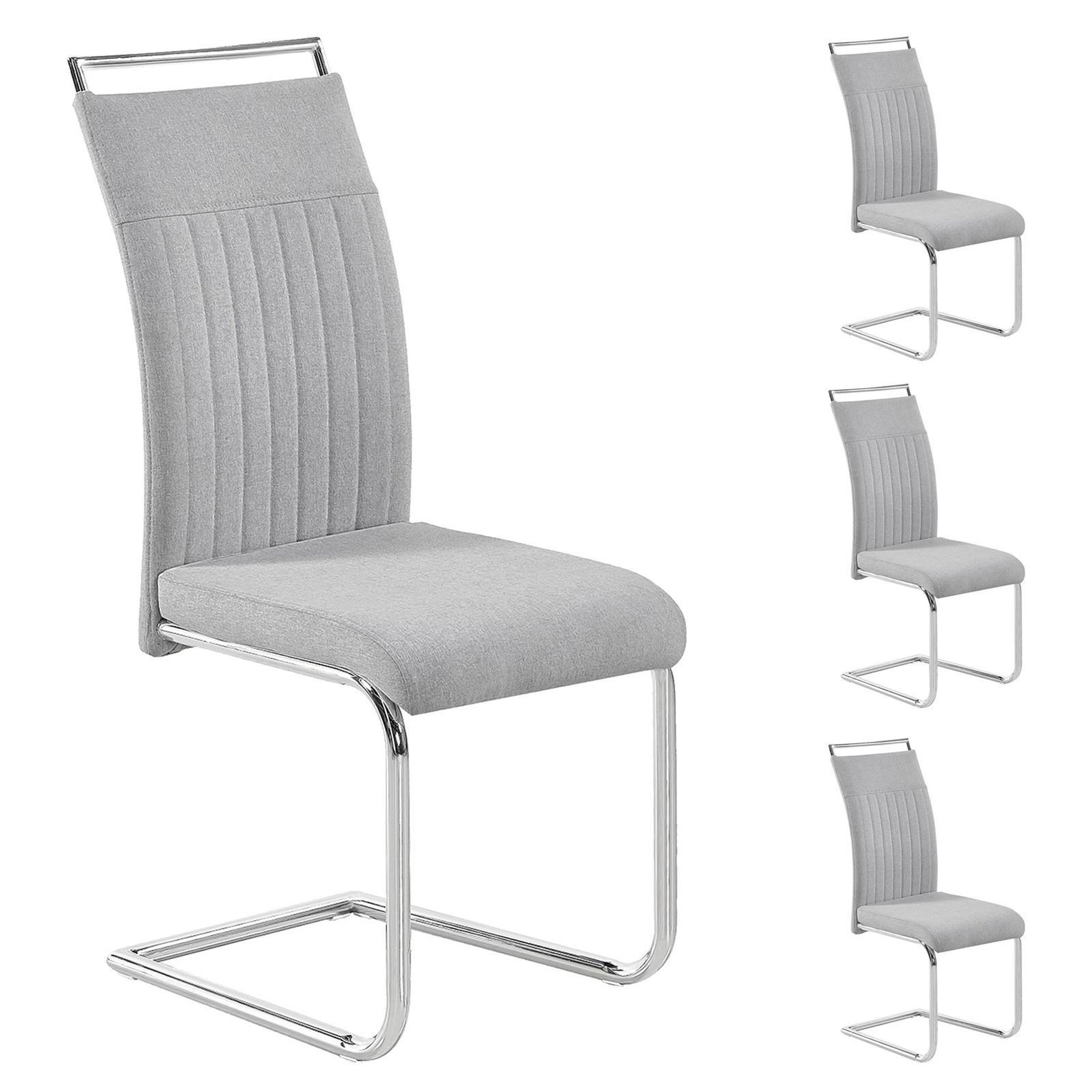 IDIMEX Lot de 4 chaises erica, en tissu. Coloris disponibles : Gris