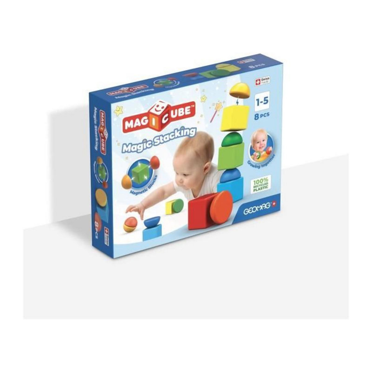 Geomag Blocs magnétiques - GEOMAG - Magicube 061 - 8 pieces - Empilables - Plastique recyclé