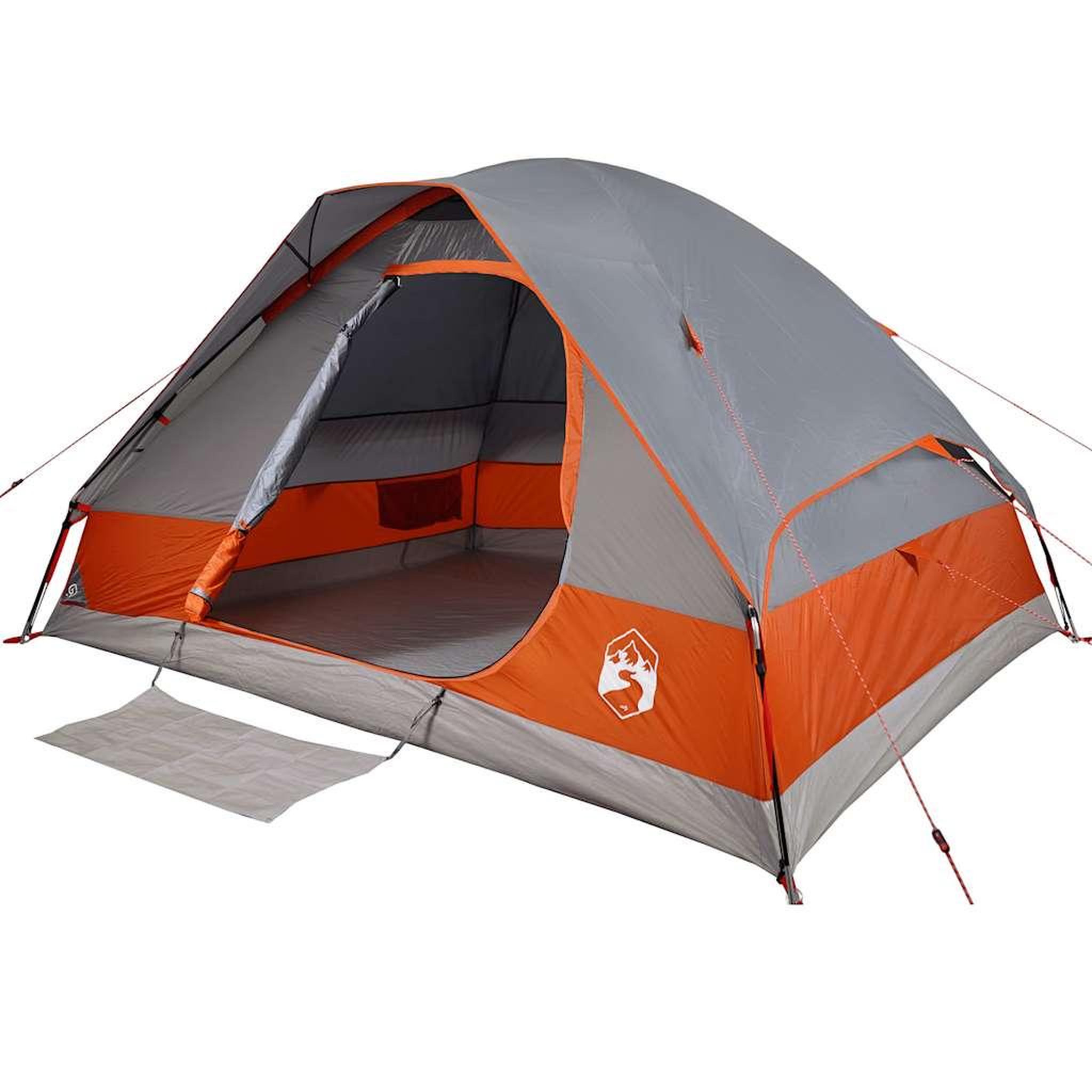 Voir la diapositive 5 : VIDAXL Tente de camping a dome 4 personnes gris et orange impermeable