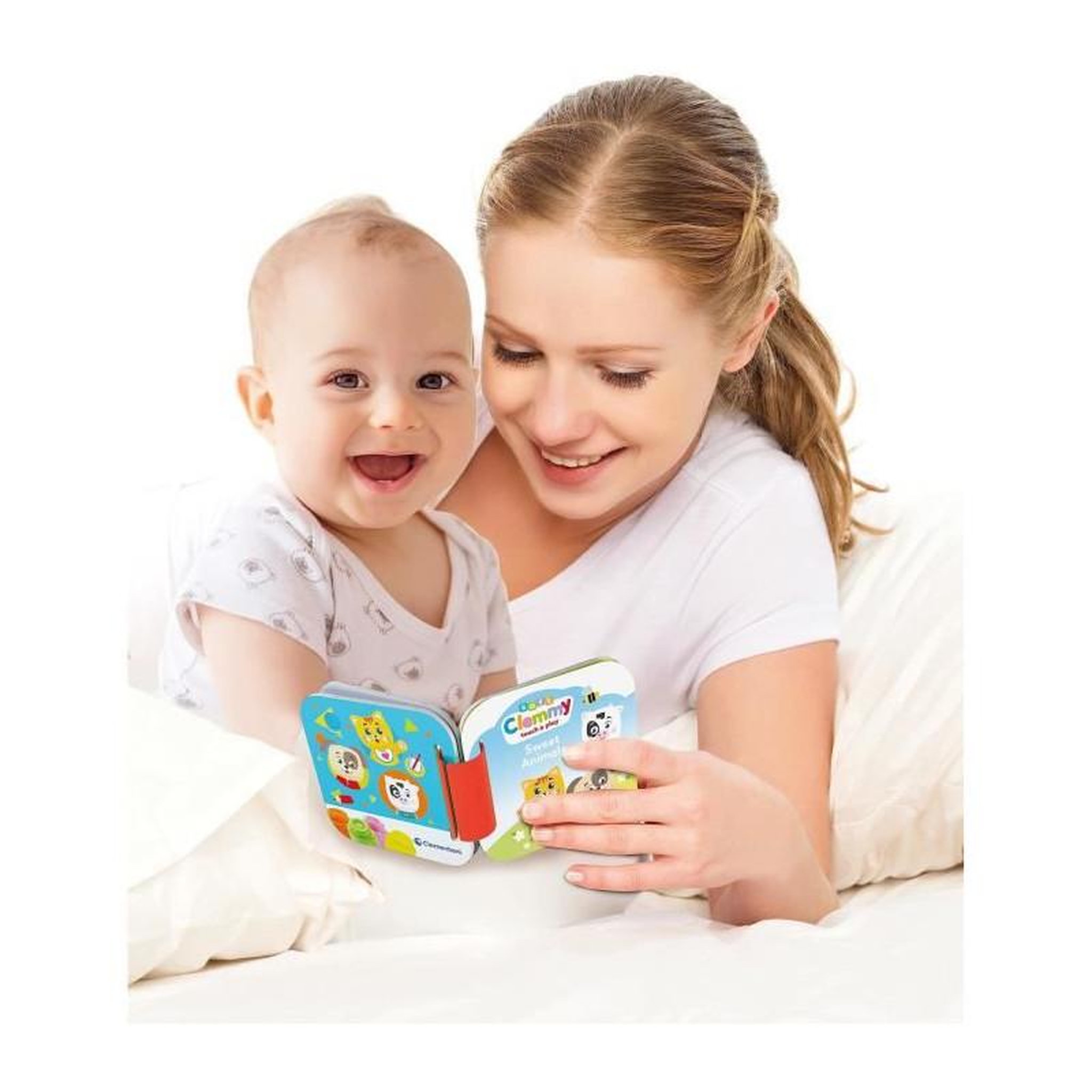 Voir la diapositive 5 : NEW BORN BABY Clementoni - Cubes & Animaux Soft Clemmy - 6 cubes + 3 personnages + Livre