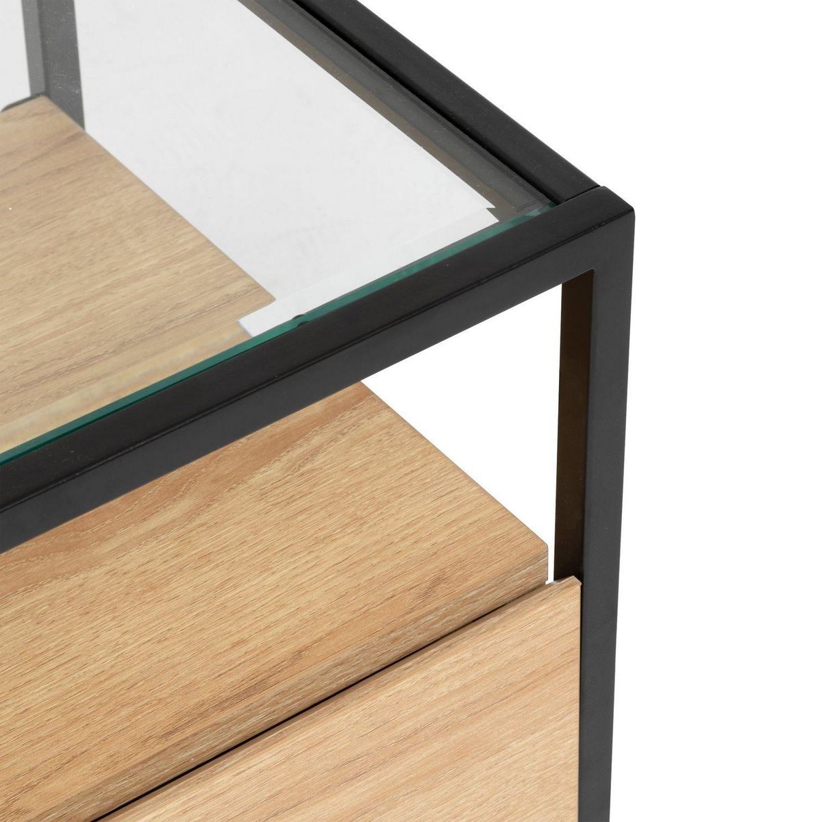 ATMOSPHERA Meuble TV 3 tiroirs effet bois et verre ALDEA - Beige