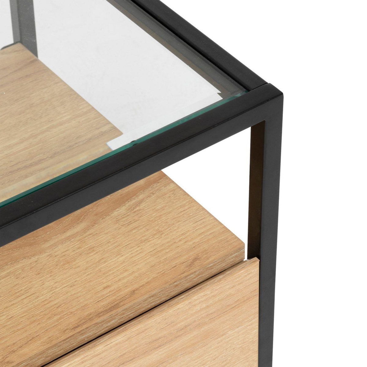 ATMOSPHERA Meuble TV 3 tiroirs effet bois et verre ALDEA - Beige