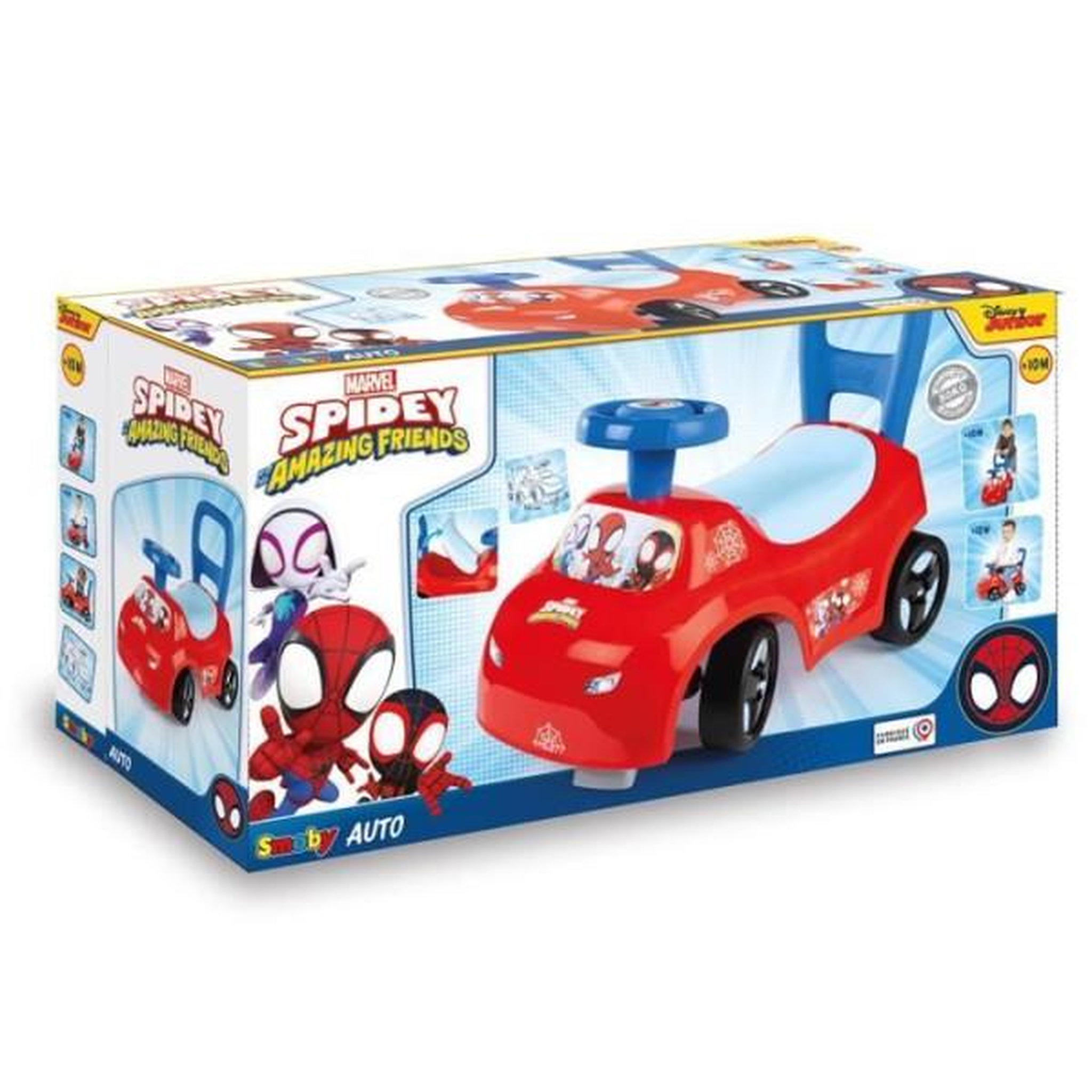 Voir la diapositive 6 : SMOBY Porteur trotteur smoby -  auto enfant 2 en 1 - spidey - coffre sous la selle - des 10 mois - fabrication française