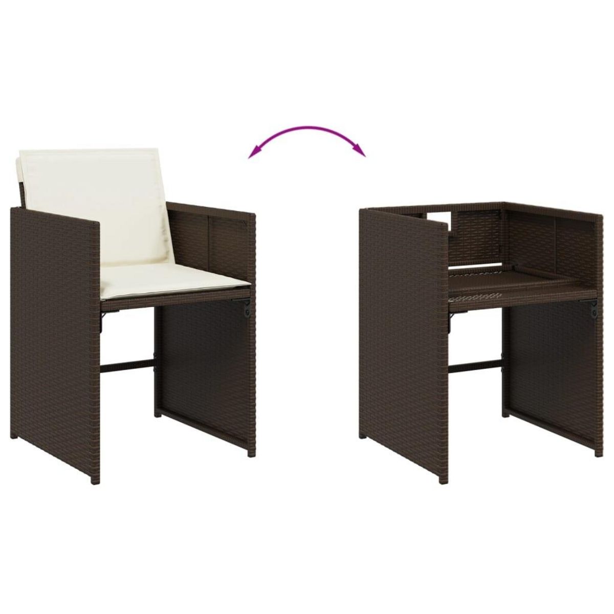 VIDAXL Ensemble a manger de jardin et coussins 11 pcs marron rotin