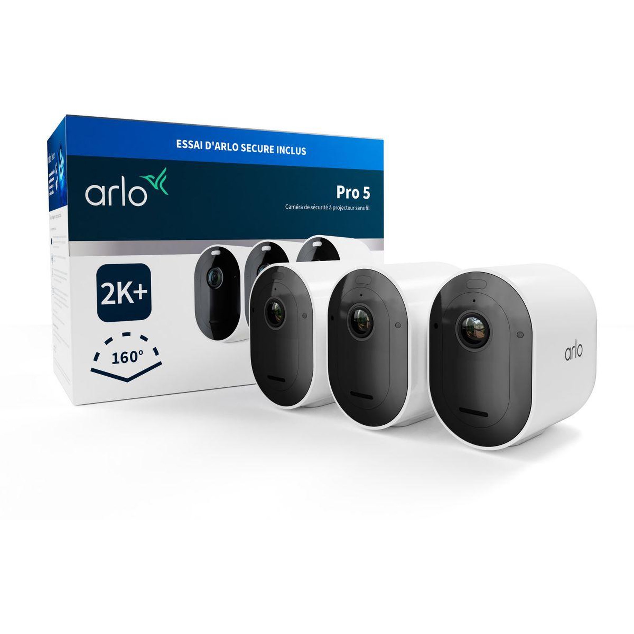Voir la diapositive 3 : ARLO Caméra de surveillance 3 caméras Pro 5 2K+ Spotlight