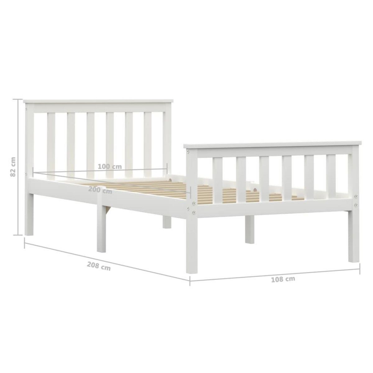 VIDAXL Cadre de lit sans matelas blanc bois de pin massif 90x200 cm