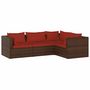 Voir la diapositive 2 : VIDAXL Salon de jardin 4 pcs avec coussins Resine tressee Marron