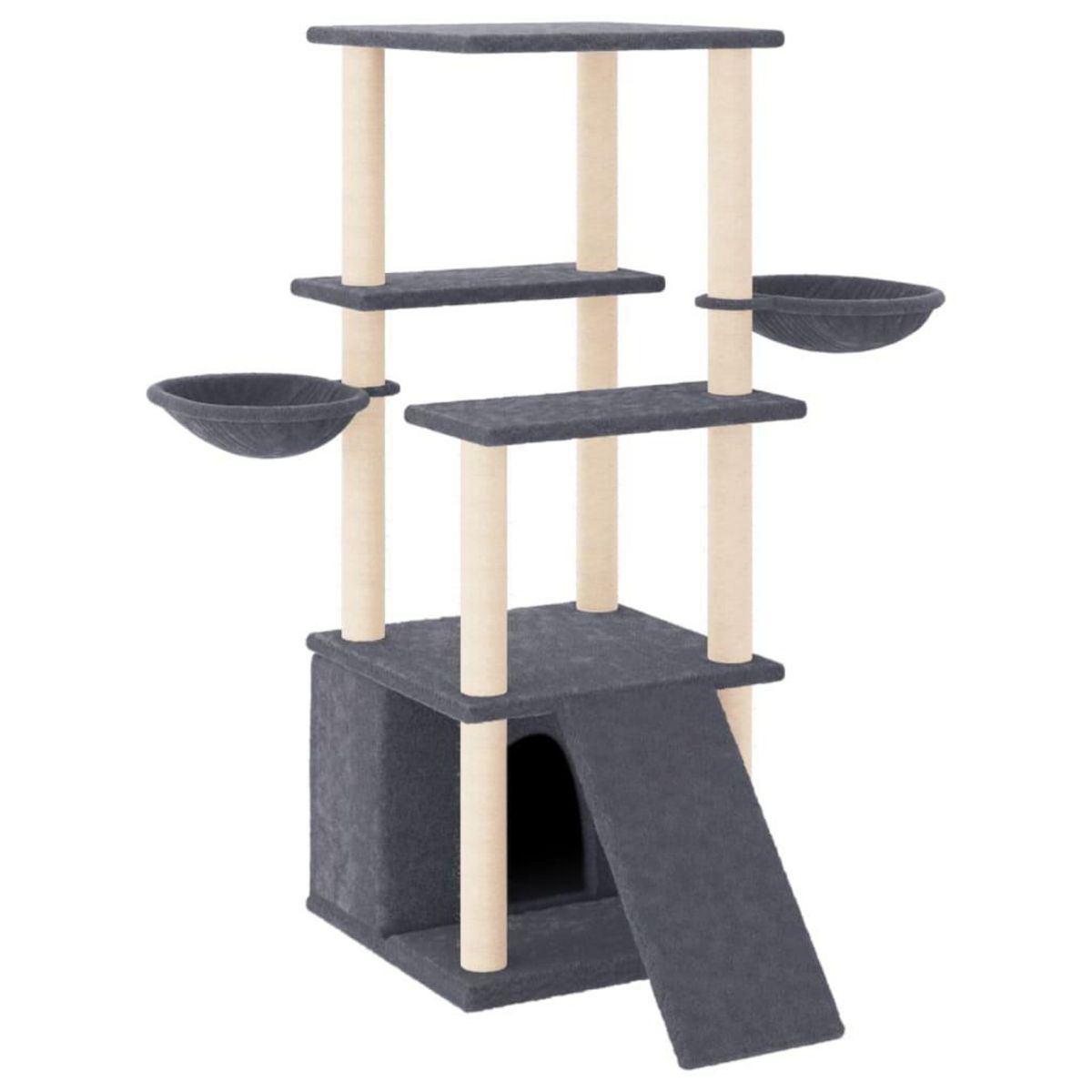 VIDAXL Arbre a chat avec griffoirs en sisal gris fonce 133 cm