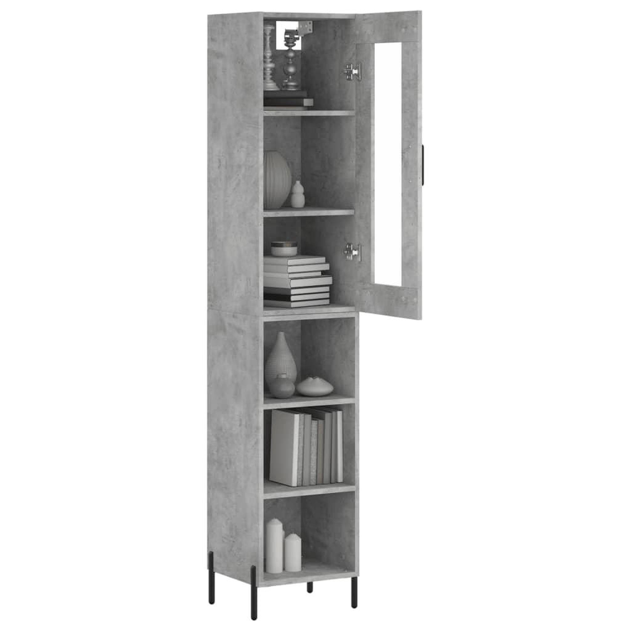 Voir la diapositive 3 : VIDAXL Buffet haut Gris beton 34,5x34x180 cm Bois d'ingenierie