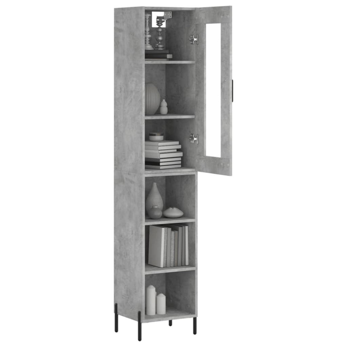 VIDAXL Buffet haut Gris beton 34,5x34x180 cm Bois d'ingenierie