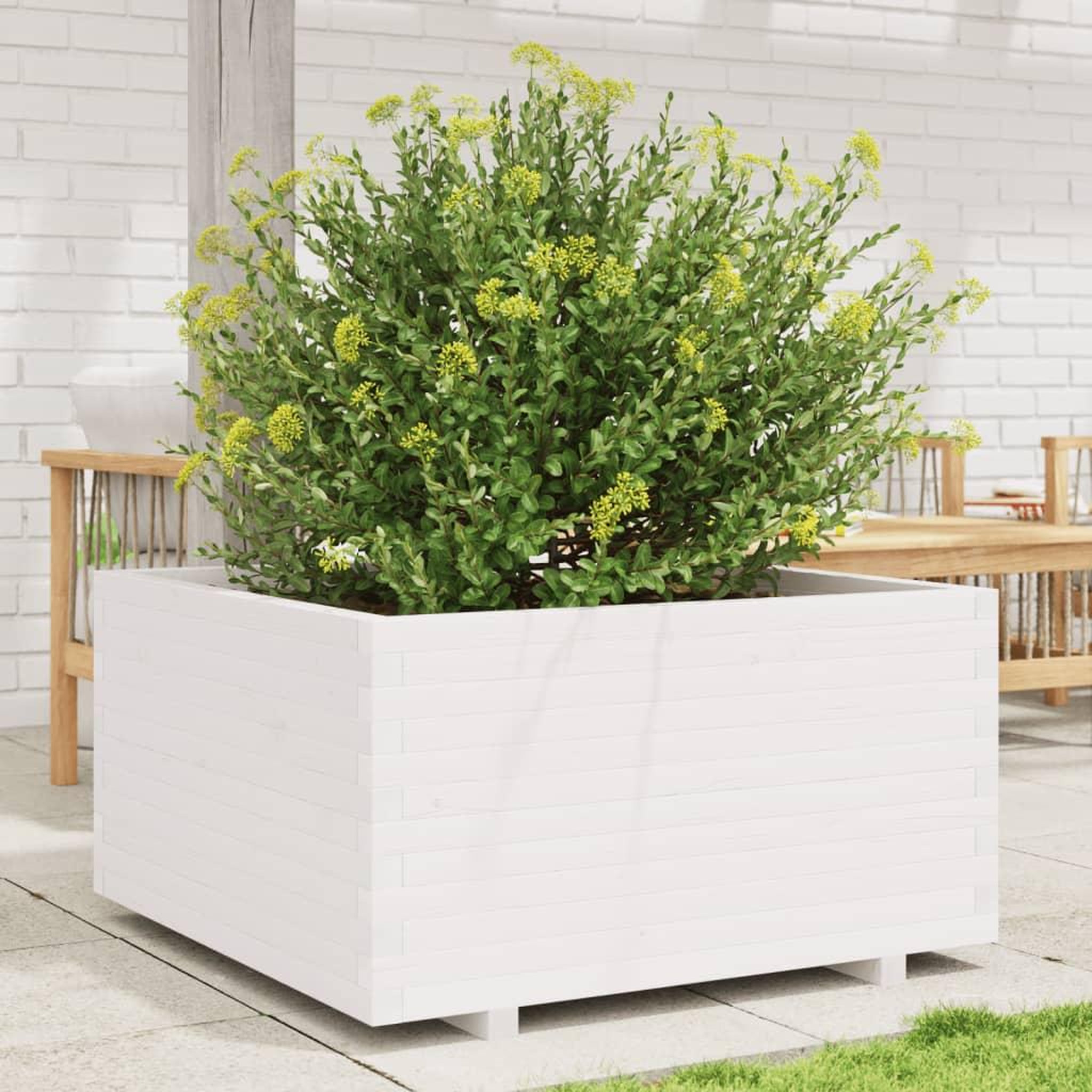VIDAXL Jardiniere blanc 90x90x49,5 cm bois de pin massif