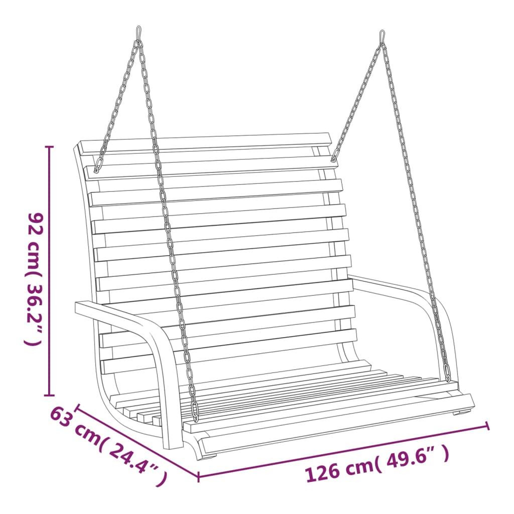 Voir la diapositive 6 : VIDAXL Balancelle Bois courbe avec finition en teck 126x63x92 cm