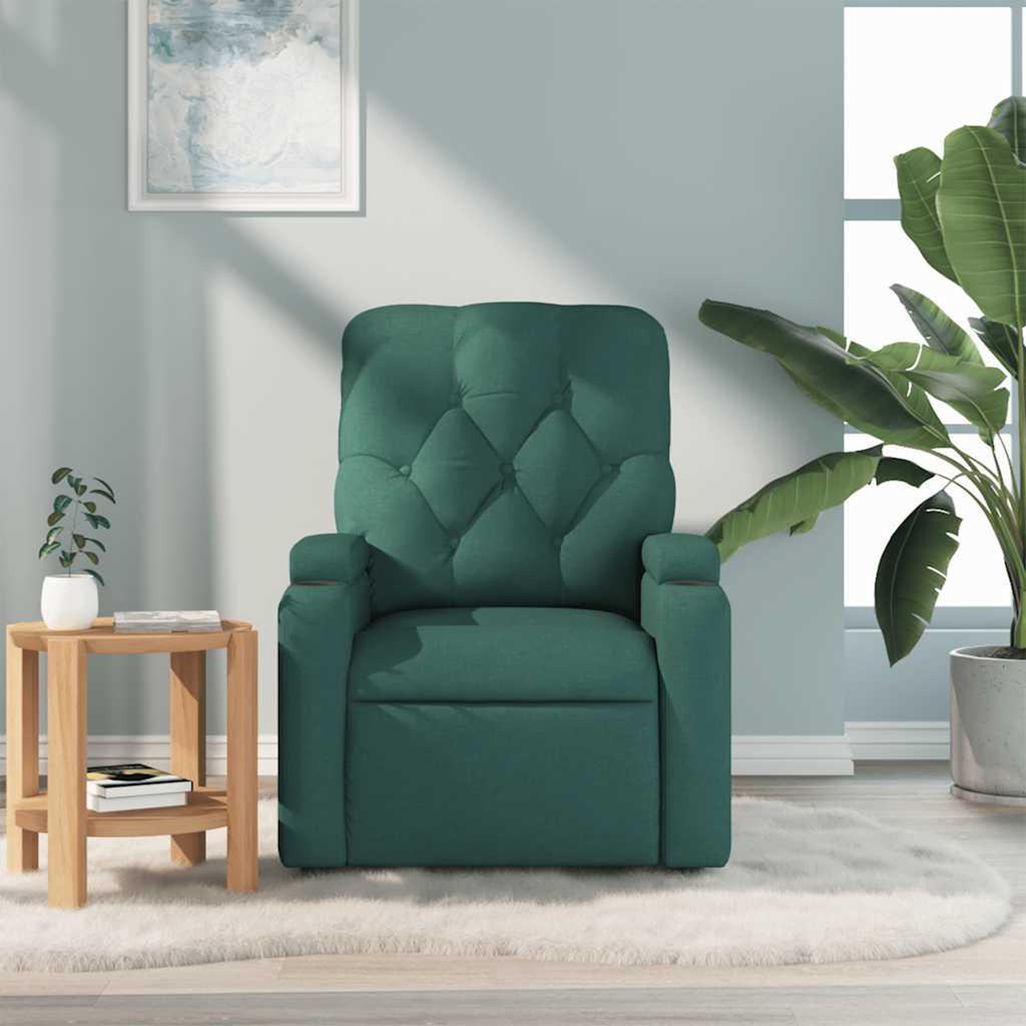 Voir la diapositive 3 : VIDAXL Fauteuil de massage inclinable Vert fonce Tissu