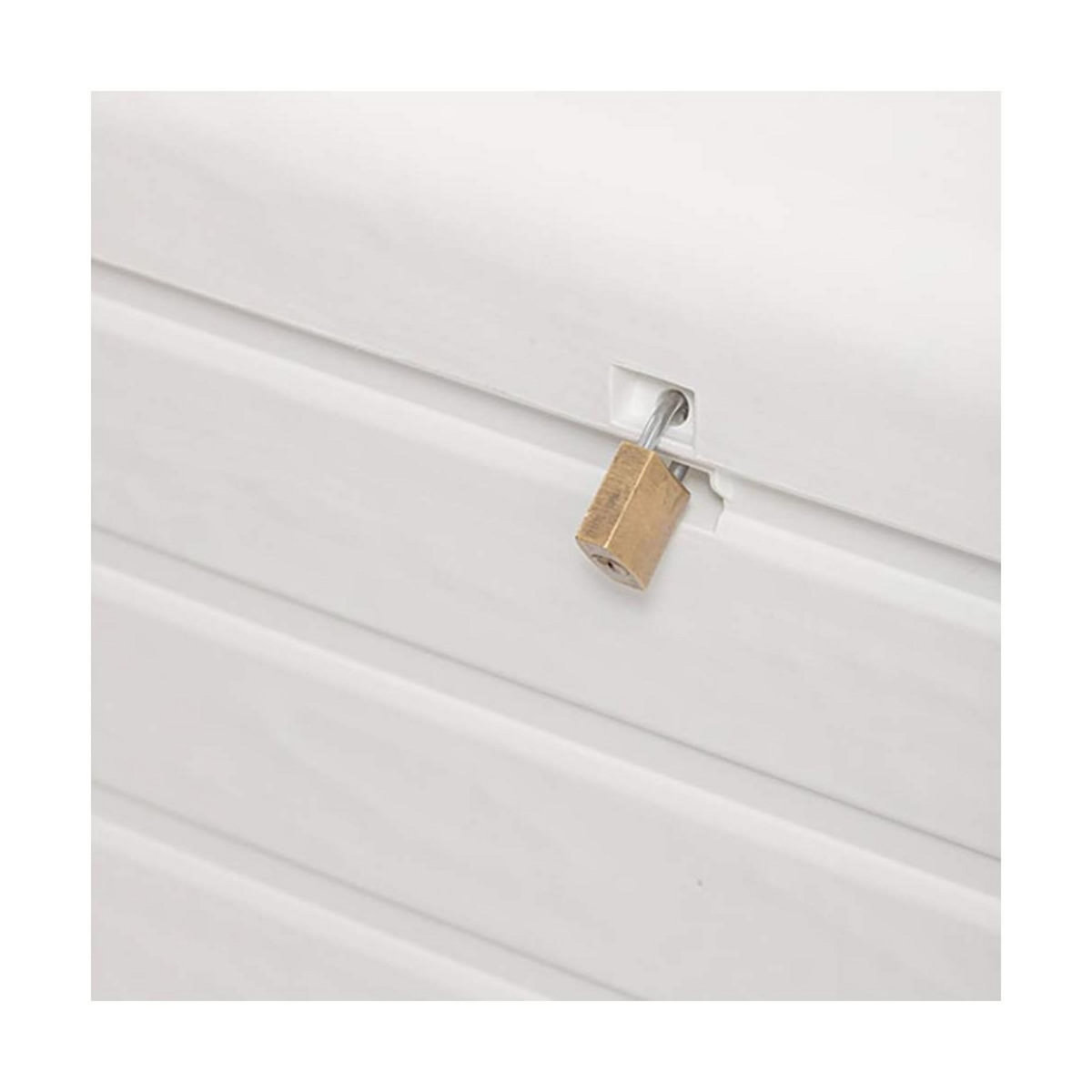 Toomax Coffre de Jardin en résine 270 Litres BLANC Effet bois 132 x 58 x H89 cm Protection Anti UV TOOMAX