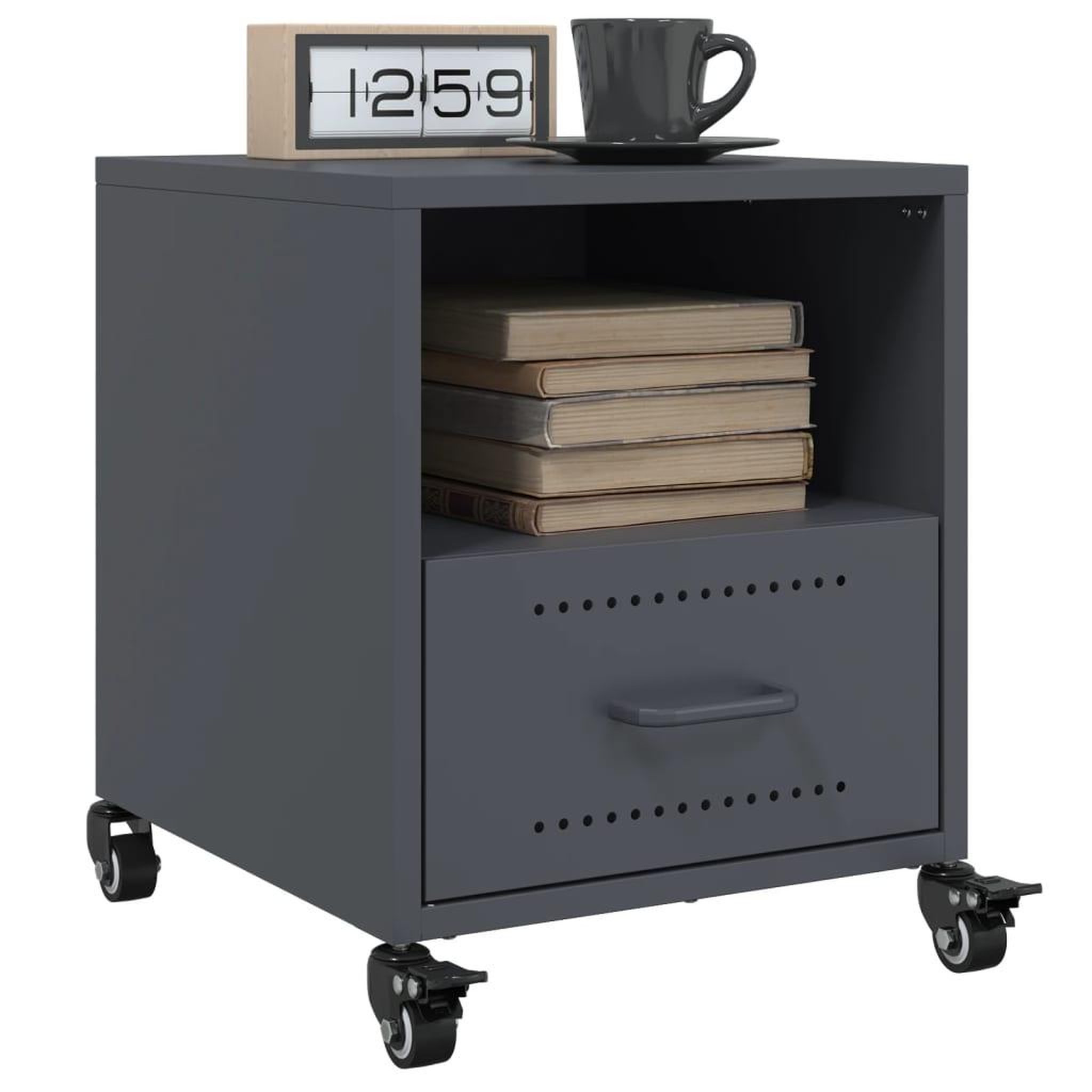 VIDAXL Tables de chevet 2 pcs anthracite 36x39x43,5 cm acier