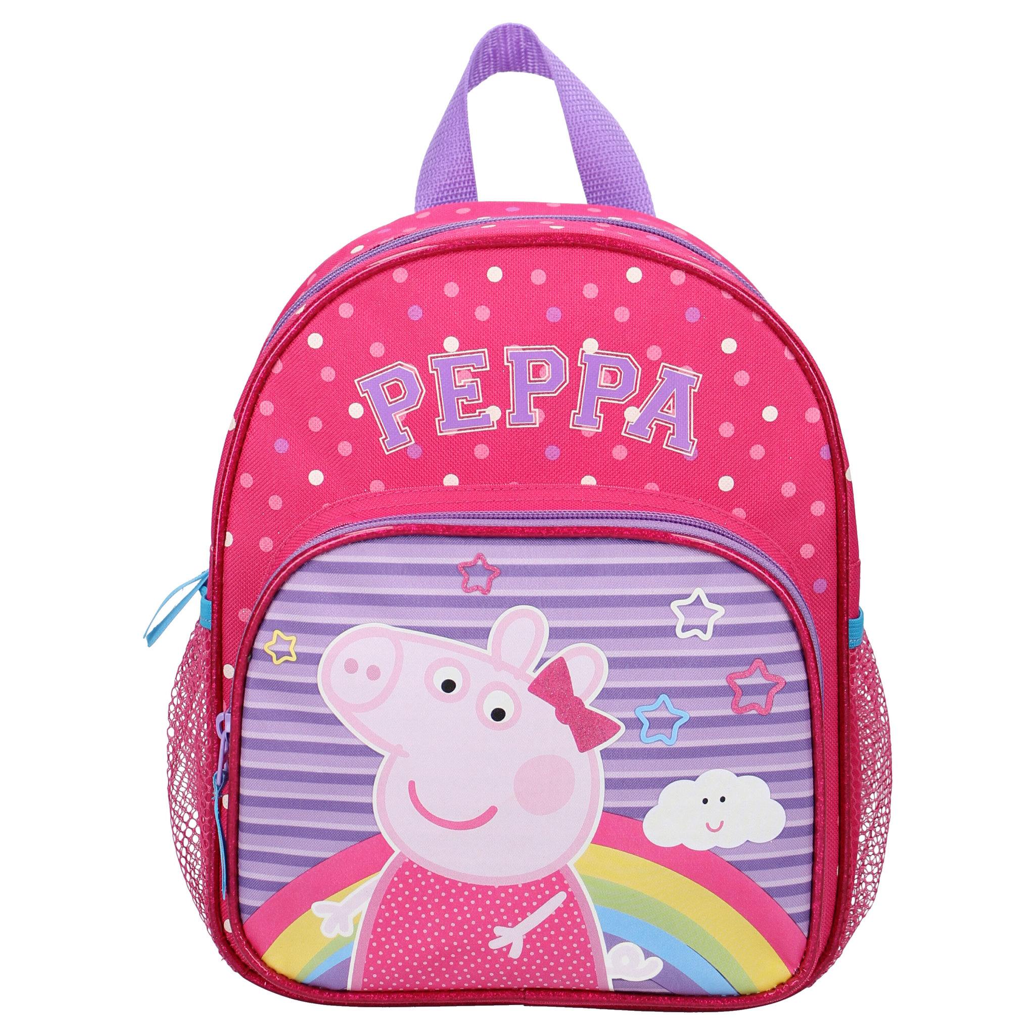 Voir la diapositive 1 : Sac maternelle rose avec prochette avant Peppa Pig
