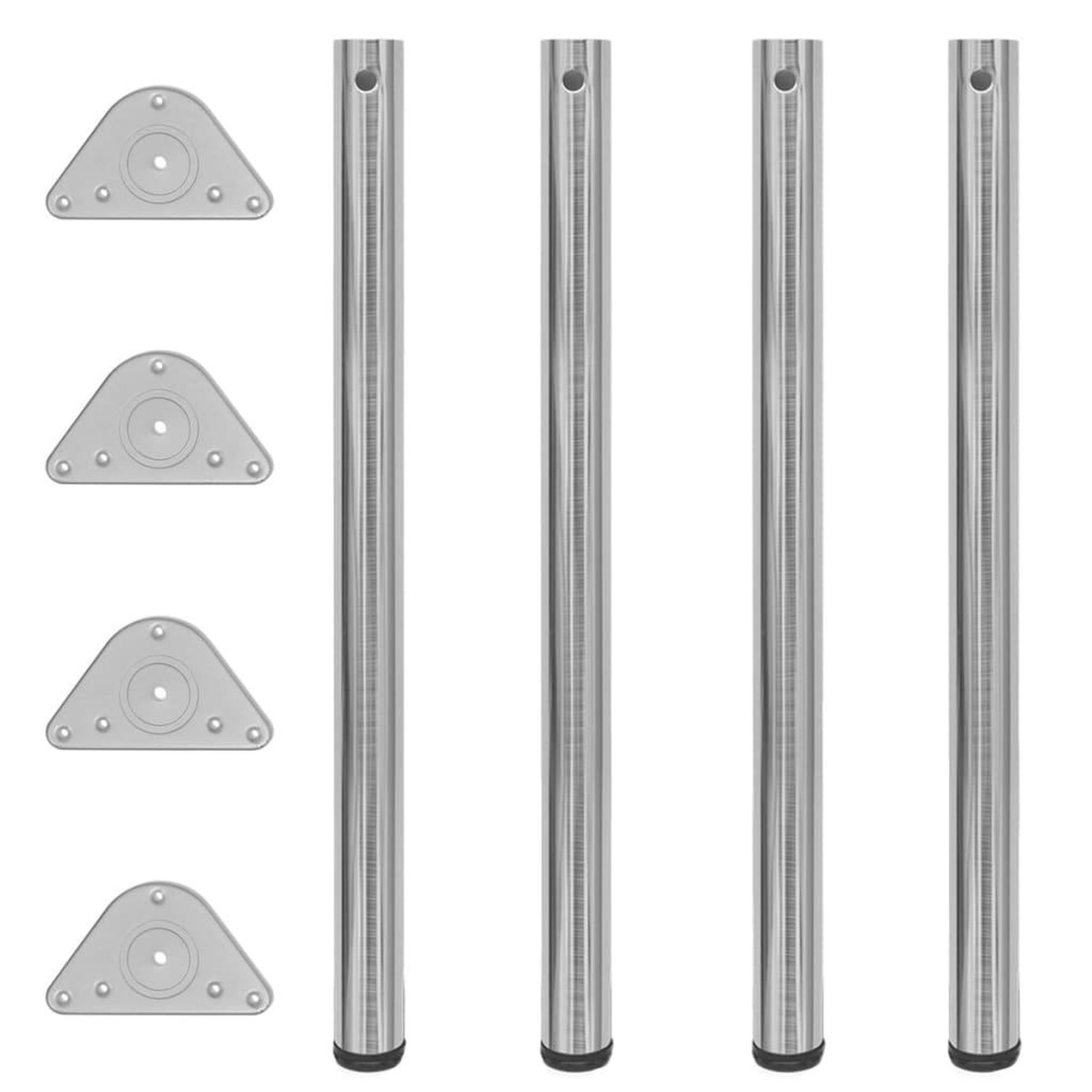 Voir la diapositive 1 : VIDAXL 4 pieds de table reglables en hauteur 870 mm Nickel brosse