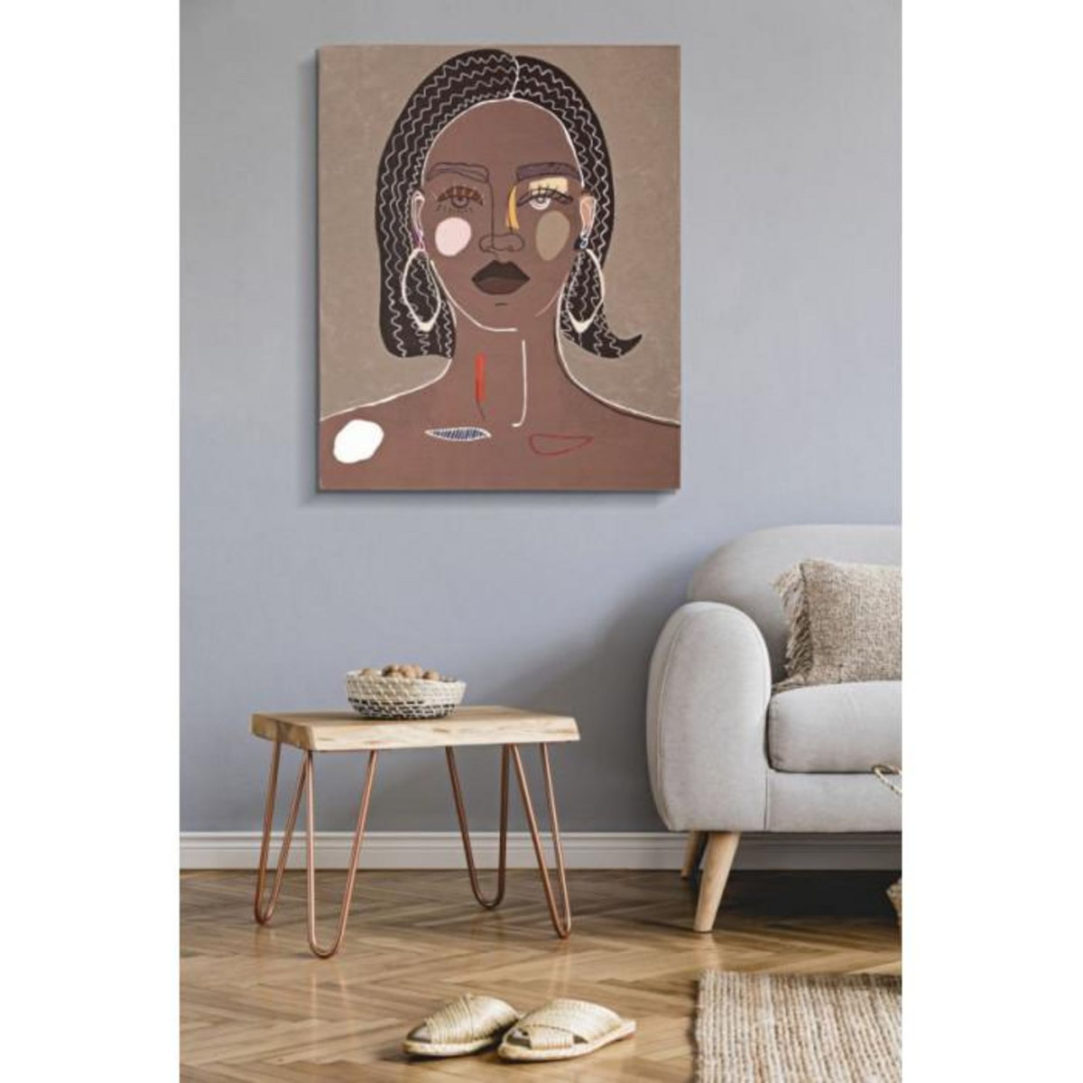 Paris Prix Toile Imprimée Déco  Tribal Face  80x100cm Marron