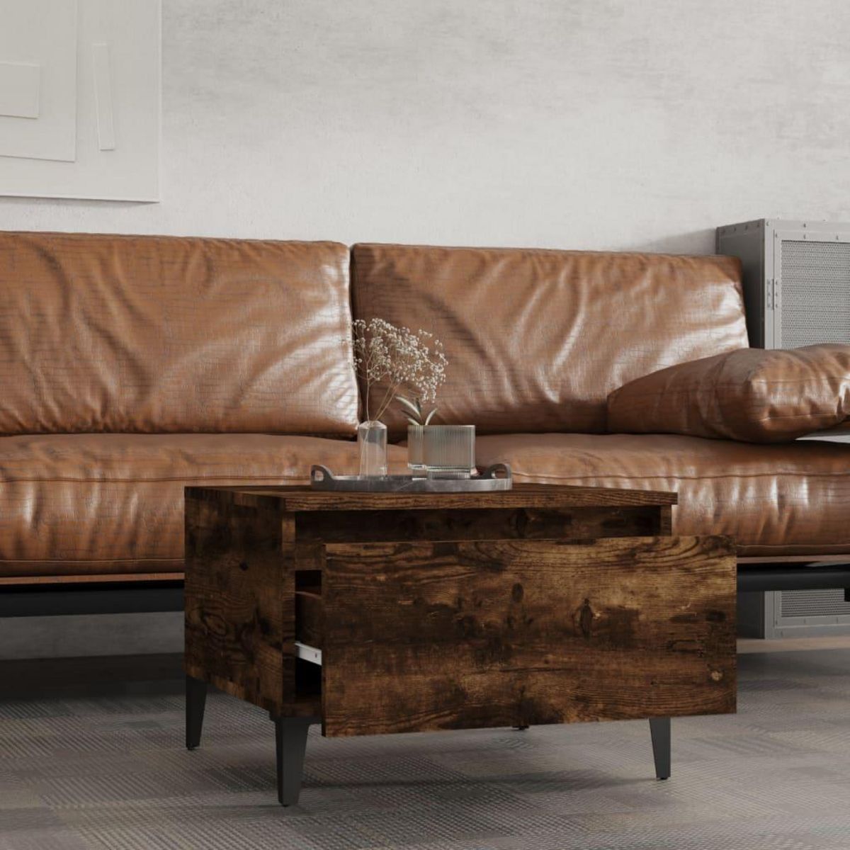 VIDAXL Table d'appoint Chene fume 50x46x35 cm Bois d'ingenierie