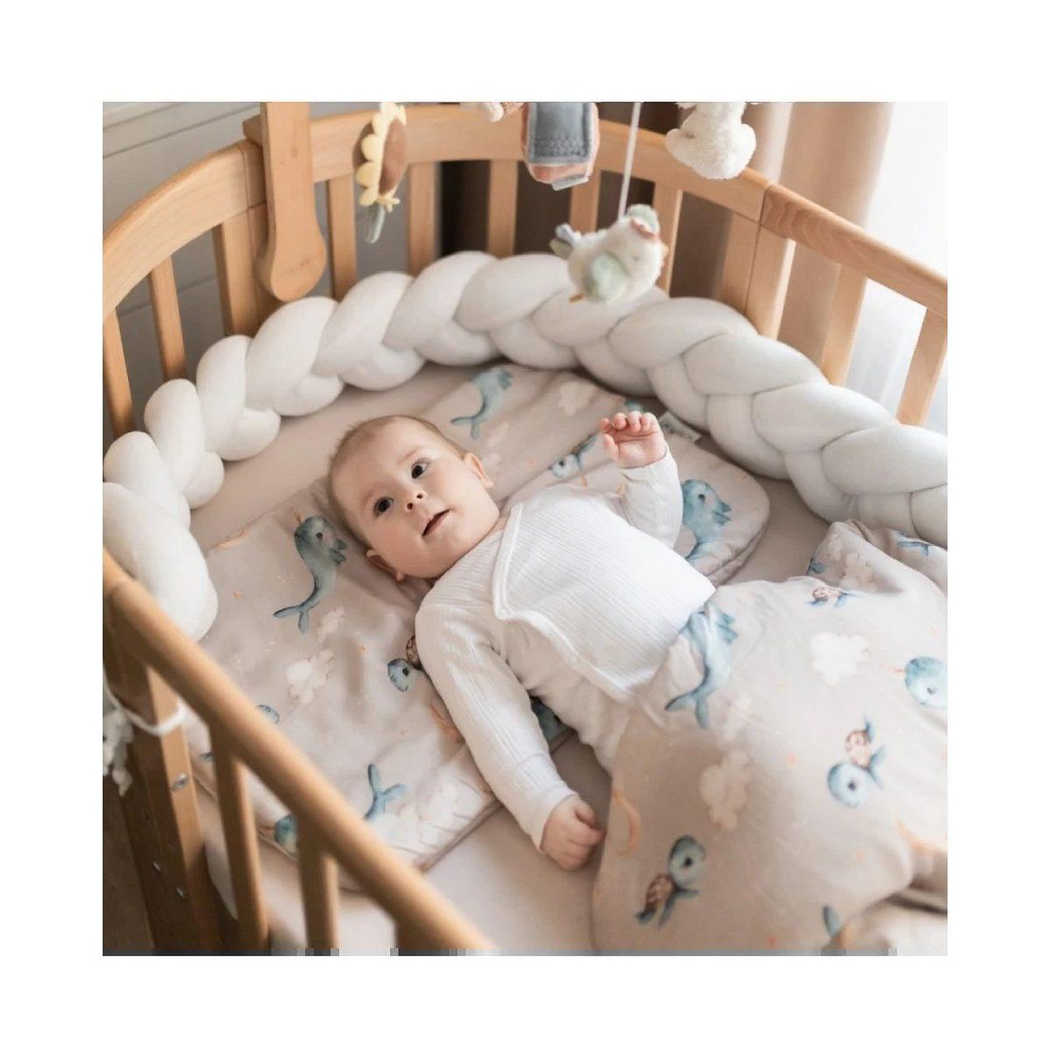 Voir la diapositive 3 : WALDIN Oreiller bébé 60 × 40 cm - motif baleine, beige foncé