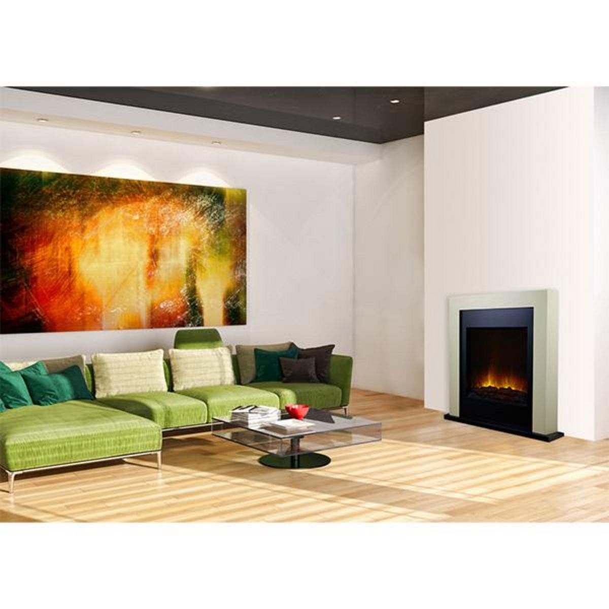 Chemin'arte Cheminée électrique 2000w crème et noir - avoriaz