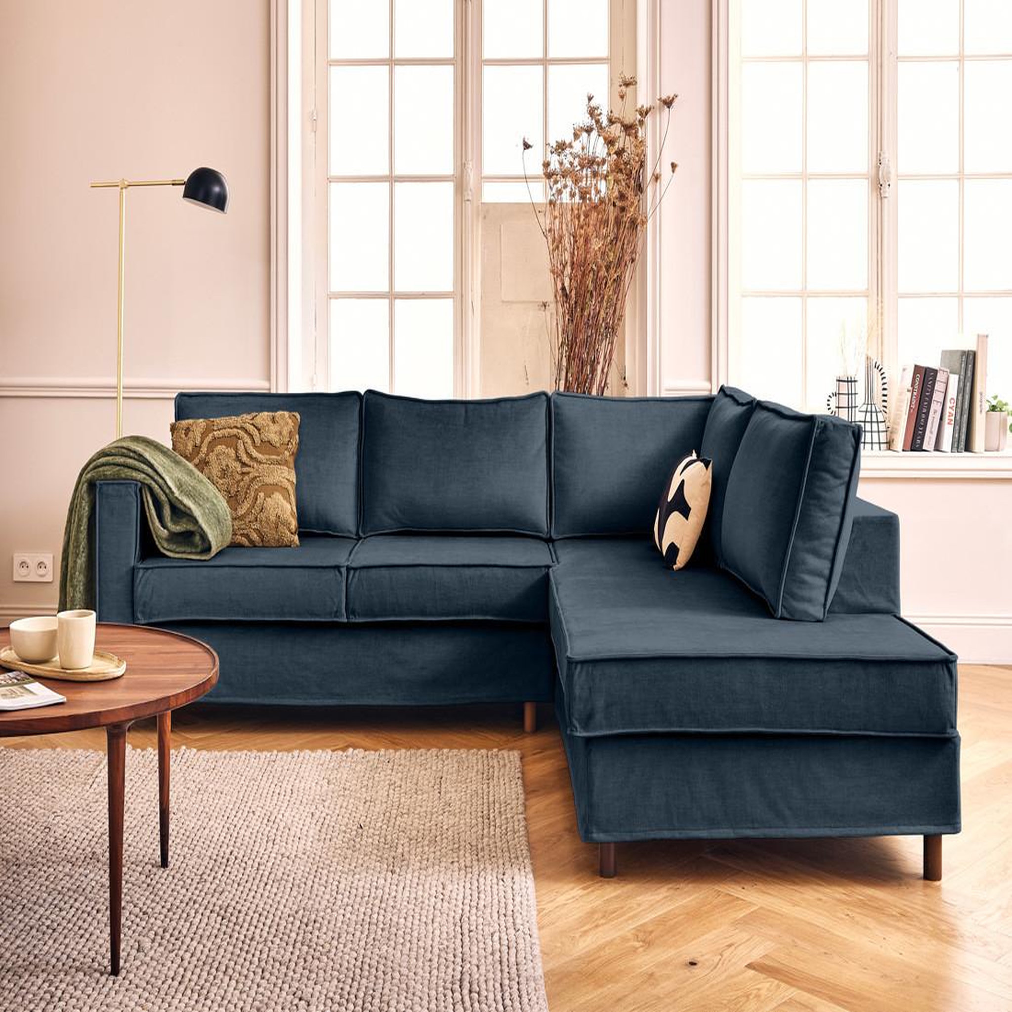 Voir la diapositive 1 : LISA DESIGN Jake - canapé déhoussable d'angle droit 5 places en velours