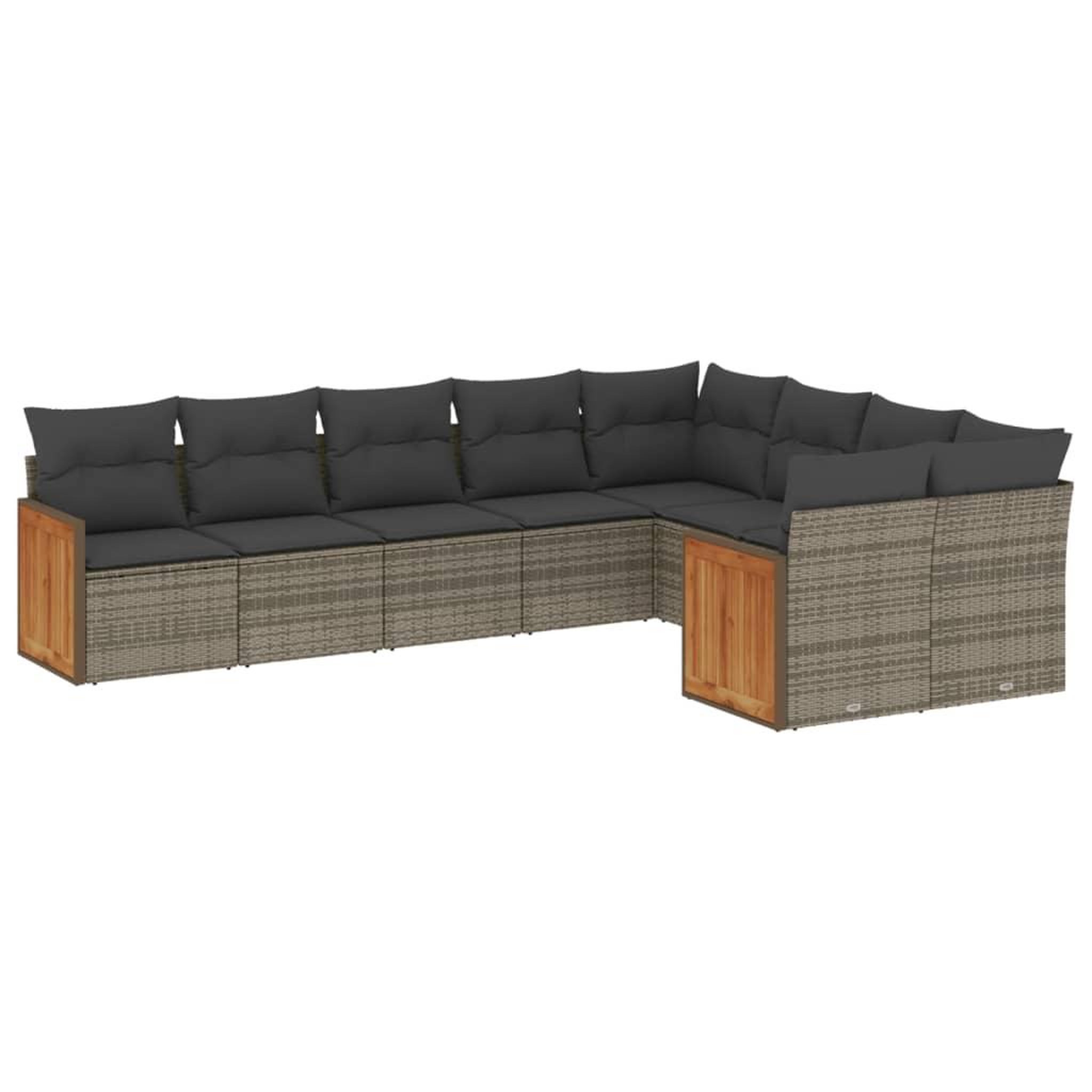 Voir la diapositive 2 : VIDAXL Salon de jardin 9 pcs avec coussins gris resine tressee
