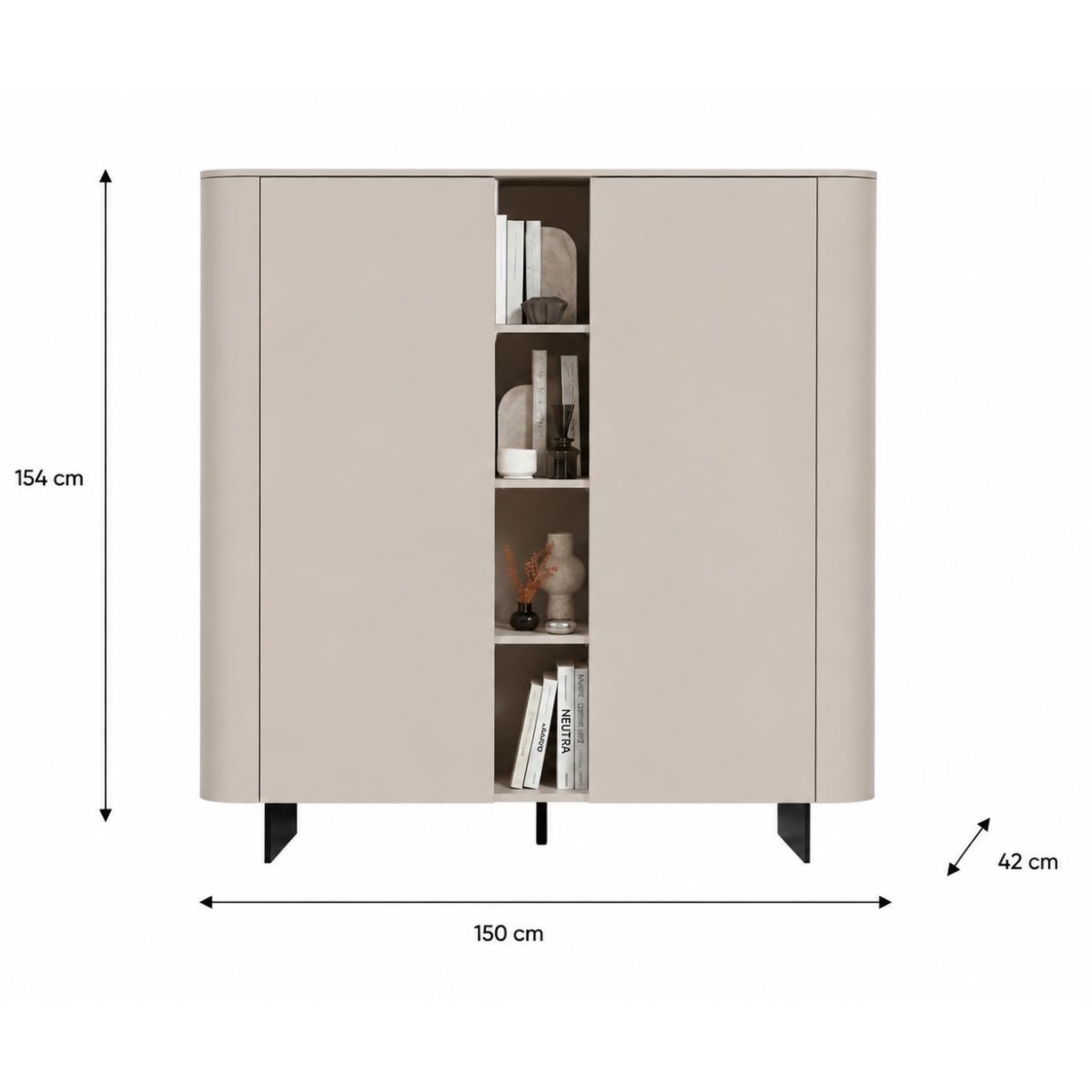 Voir la diapositive 5 : JLC KREATION Buffet haut moderne 2 portes beige cachemire isabela