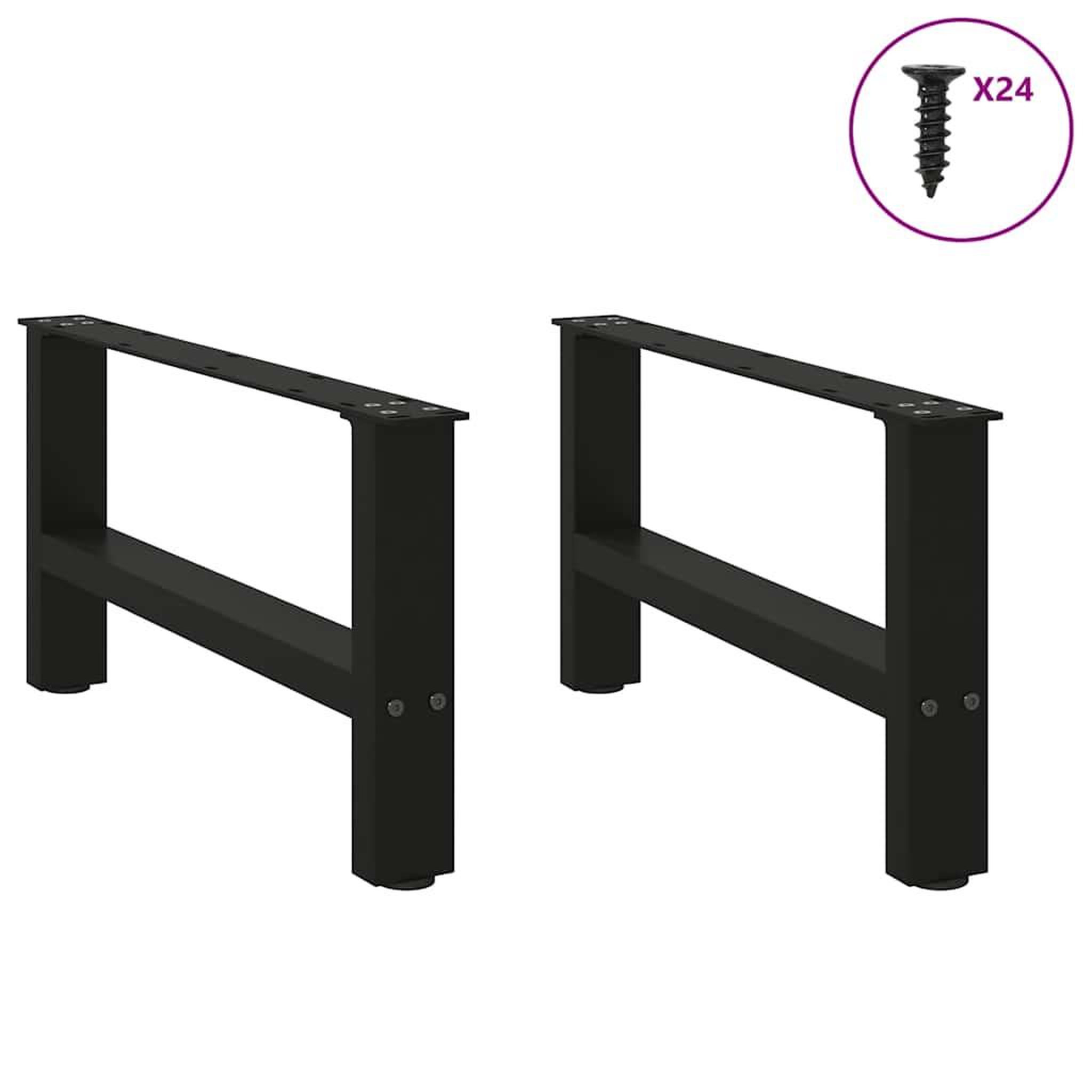 Voir la diapositive 4 : VIDAXL Pieds de table basse noir 2 pcs 60x(30-31) cm acier