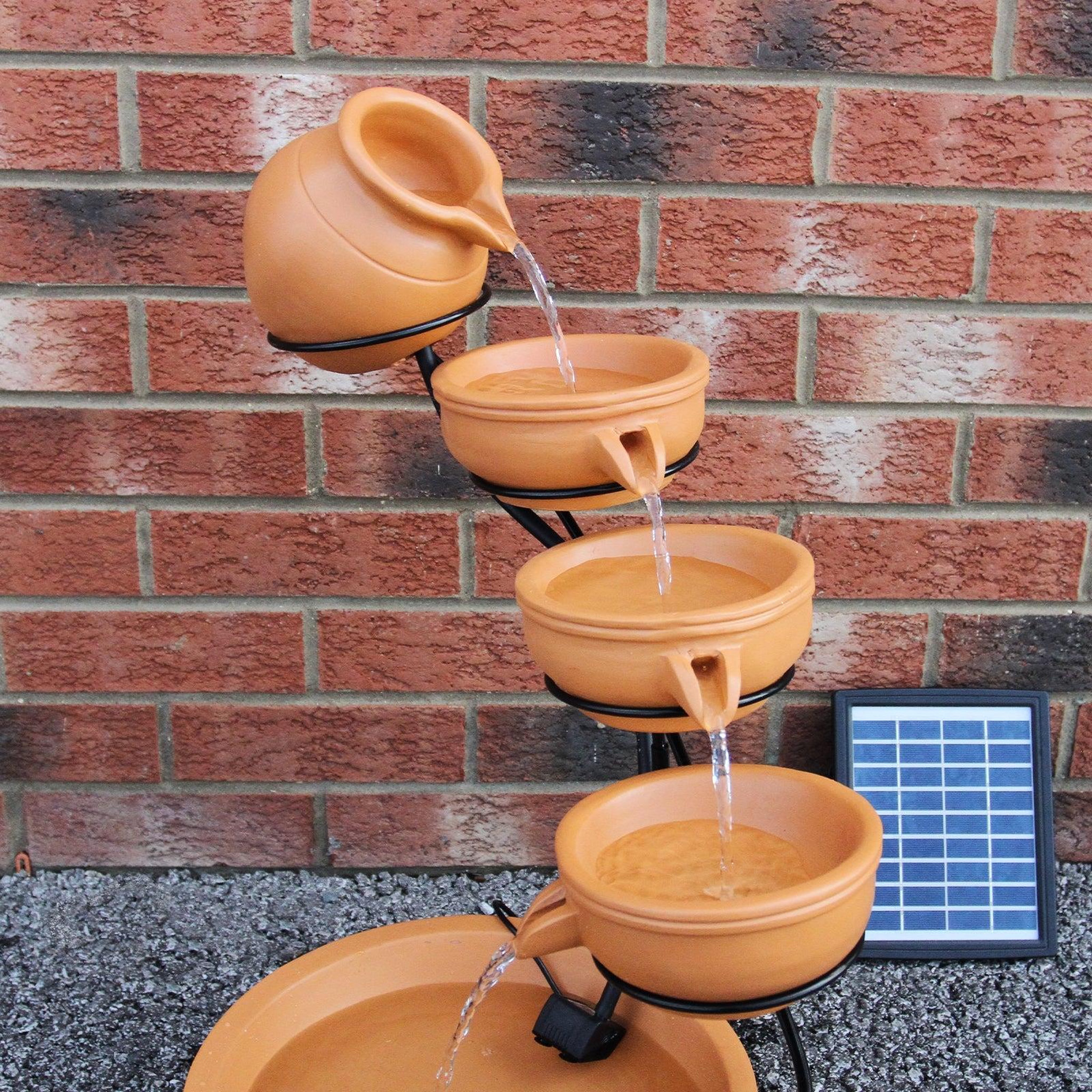 Voir la diapositive 2 : MONSTERSHOP Fontaine de jardin à 4 niveaux avec panneau solaire