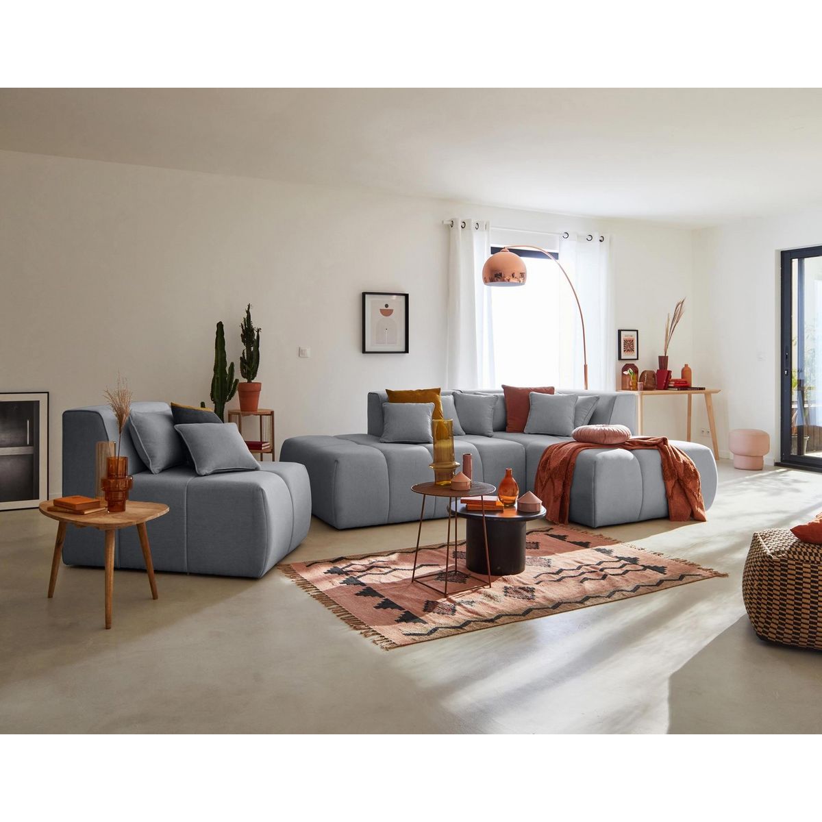 LISA DESIGN Caracas - canapé modulable d'angle droit - 5 places - en tissu