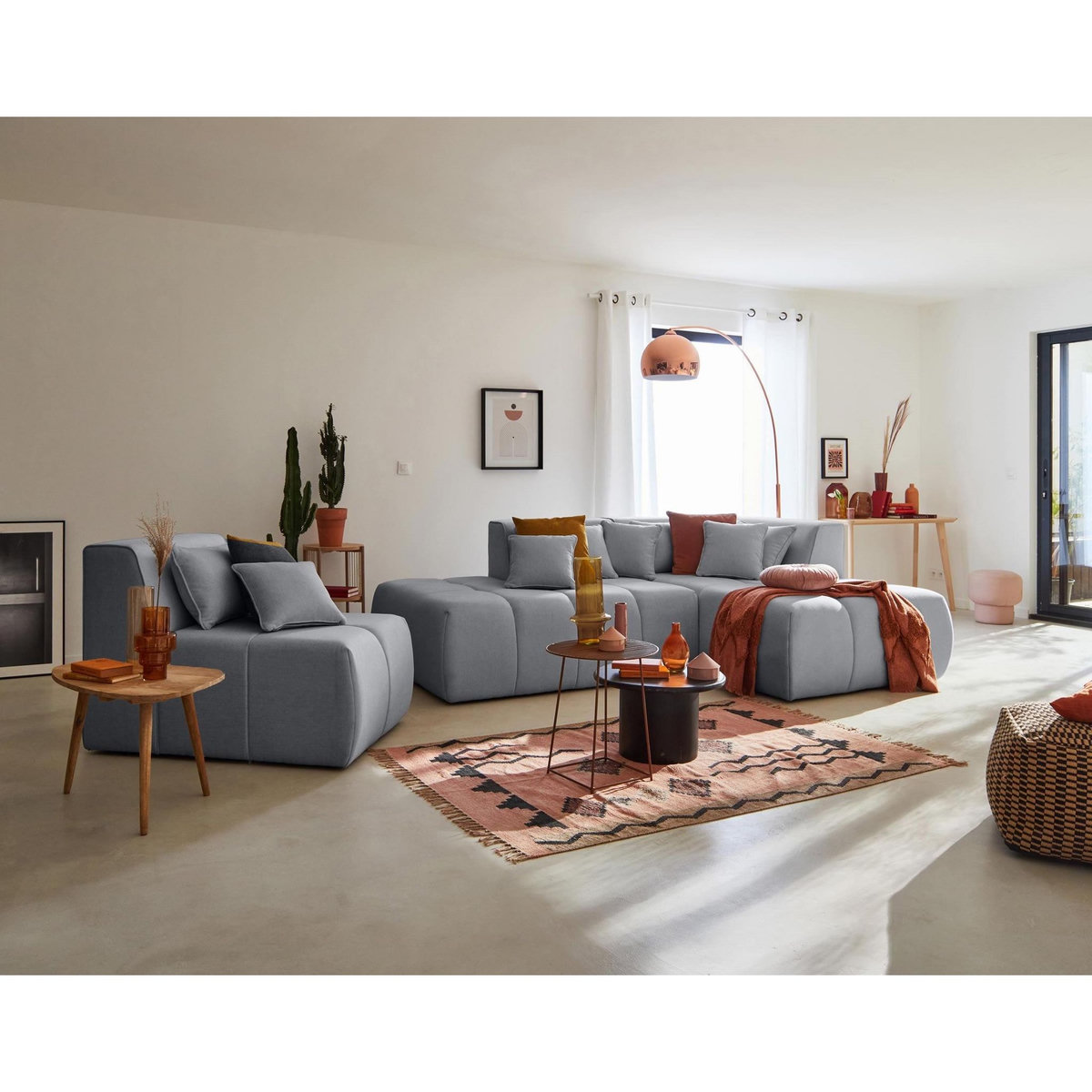 LISA DESIGN Caracas - canapé modulable d'angle droit - 5 places - en tissu