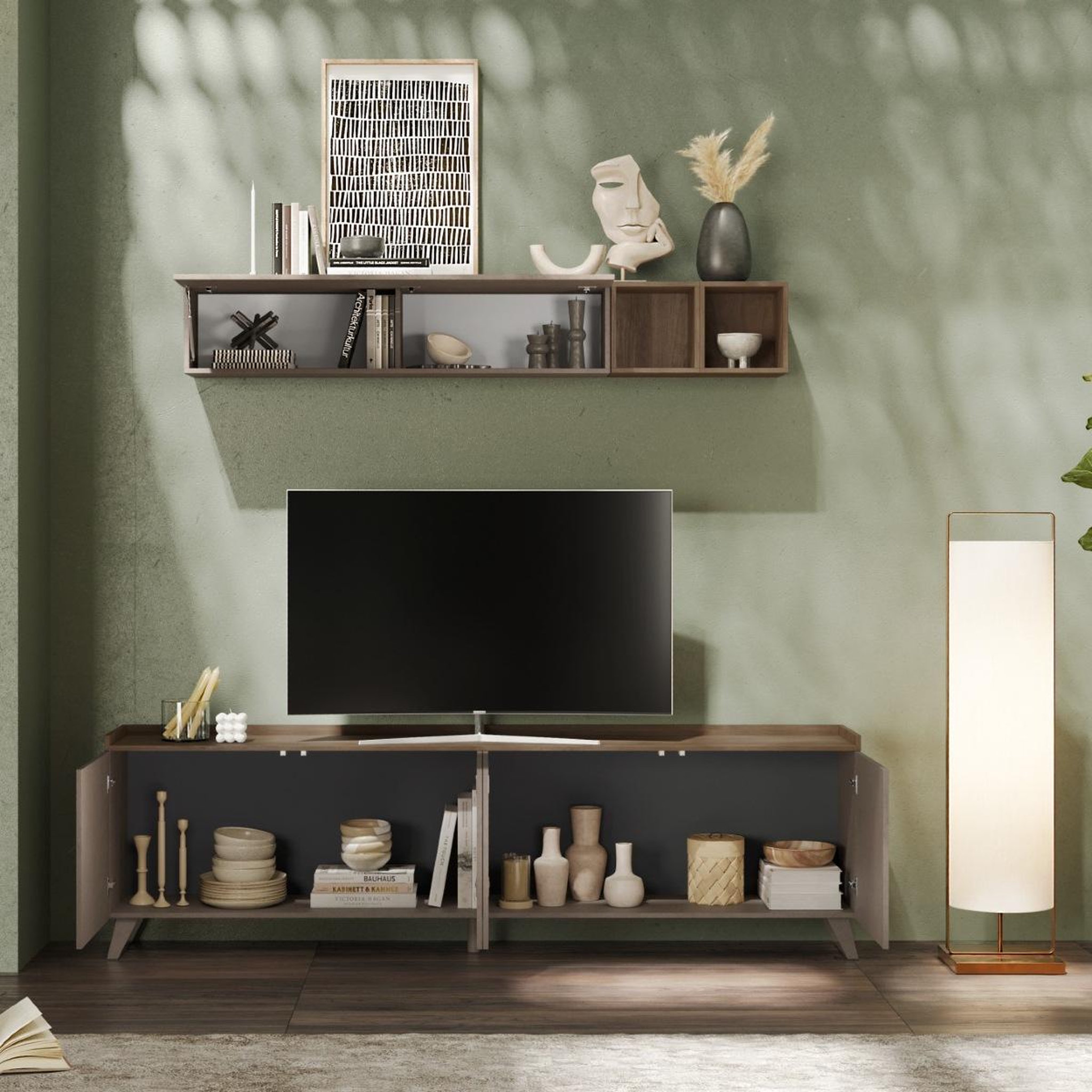 Voir la diapositive 3 : JLC KREATION Meuble tv contemporain 240cm 4 portes radost