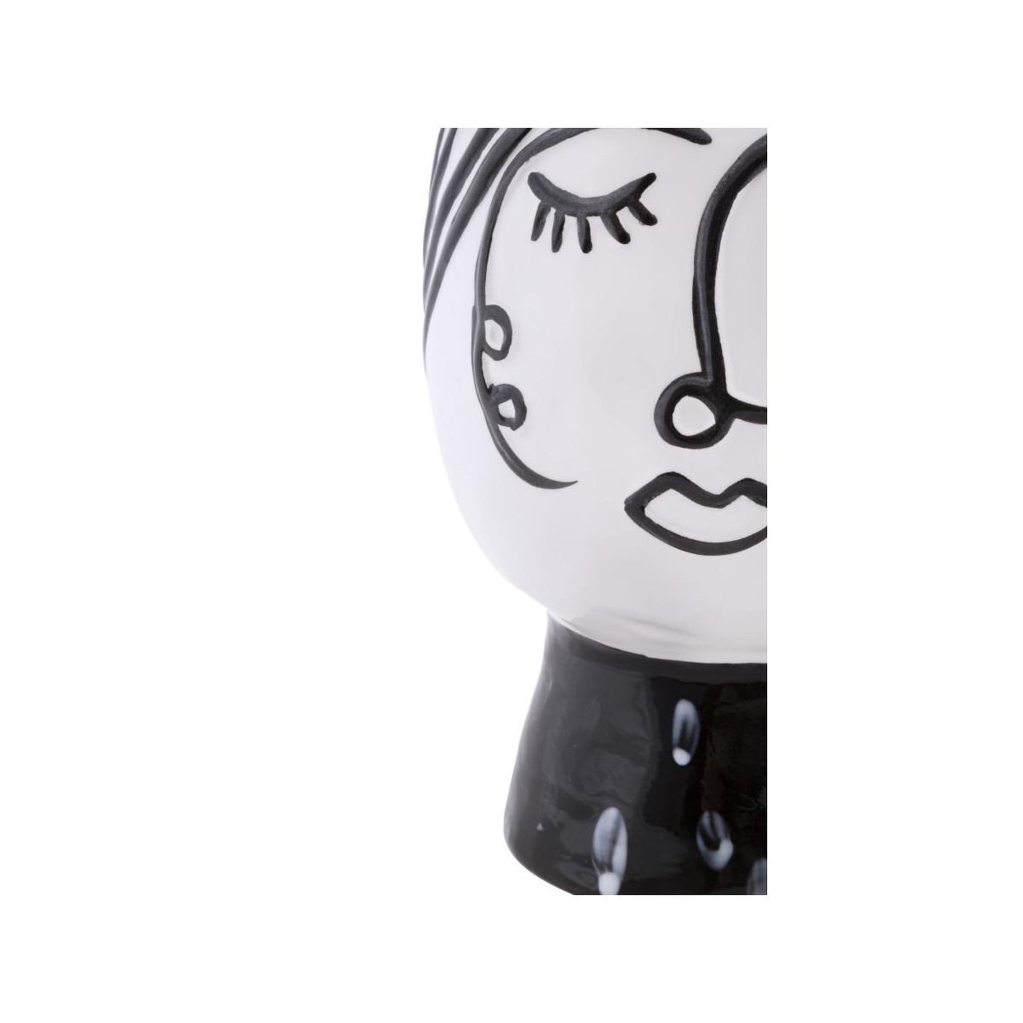 Voir la diapositive 3 : Paris Prix Vase pot visage en porcelaine  face  18cm blanc & noir