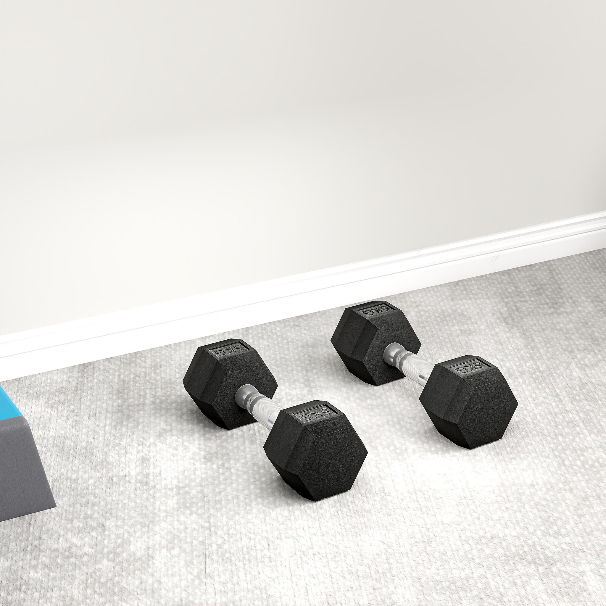 Voir la diapositive 2 : HOMCOM Lot de 2 haltères courtes hexagonales - ensemble d'haltères courtes - total 12 kg - métal caoutchouc noir