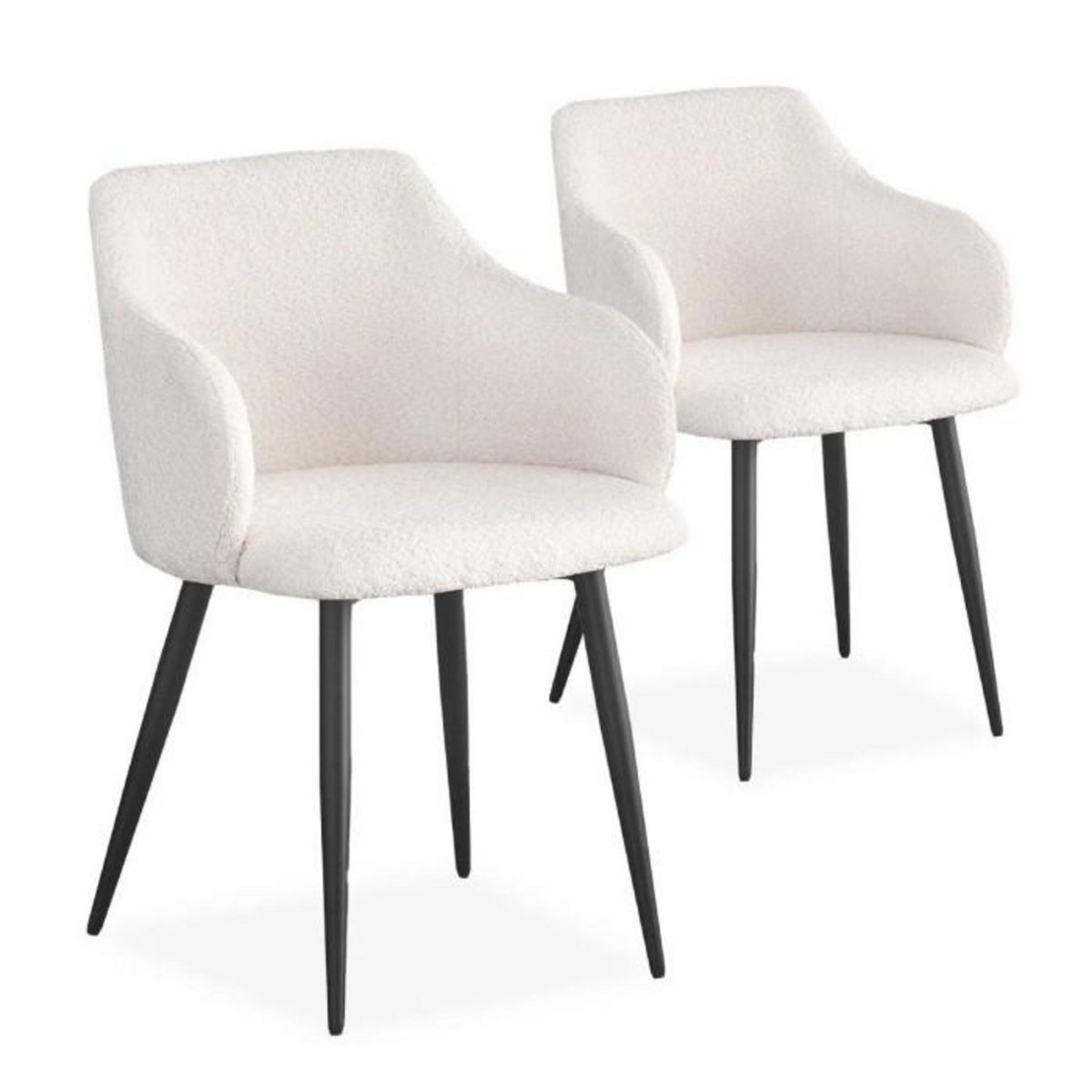 Paris Prix Lot de 2 Chaises Bouclette  Joa  79cm Crème