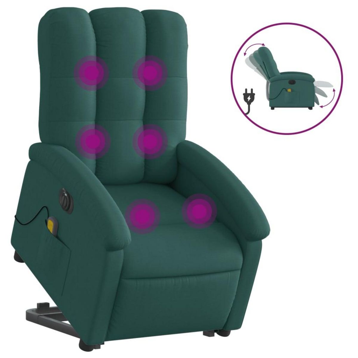 VIDAXL Fauteuil inclinable de massage electrique Vert fonce Tissu