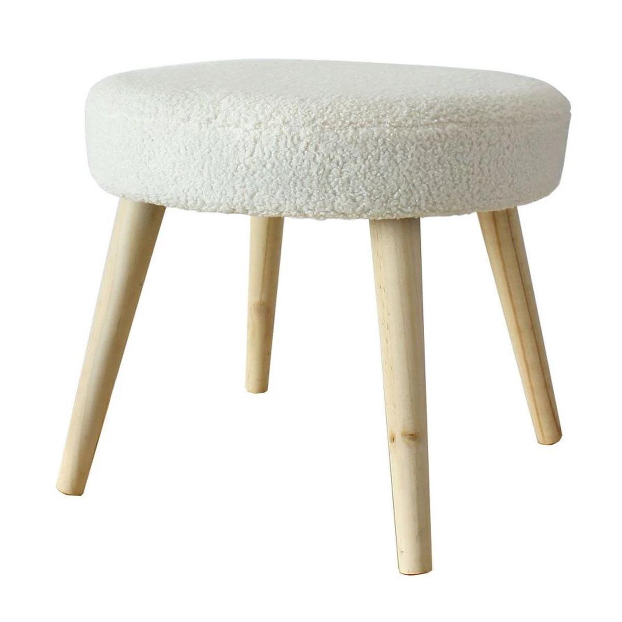 ENJOY HOME Tabouret rond en tissu bouclé  lodge  45cm écru