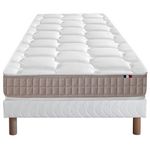 IDLITERIE Ensemble Matelas 100% latex 5 zones ORIGINEL + Sommier - Spécial Dos Sensible - Fabriqué en France. Coloris disponibles : Gris, Vert, Blanc, Bleu, Noir