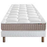 IDLITERIE Ensemble Matelas 100% latex 5 zones ORIGINEL + Sommier - Spécial Dos Sensible - Fabriqué en France. Coloris disponibles : Noir, Gris, Bleu, Vert, Blanc