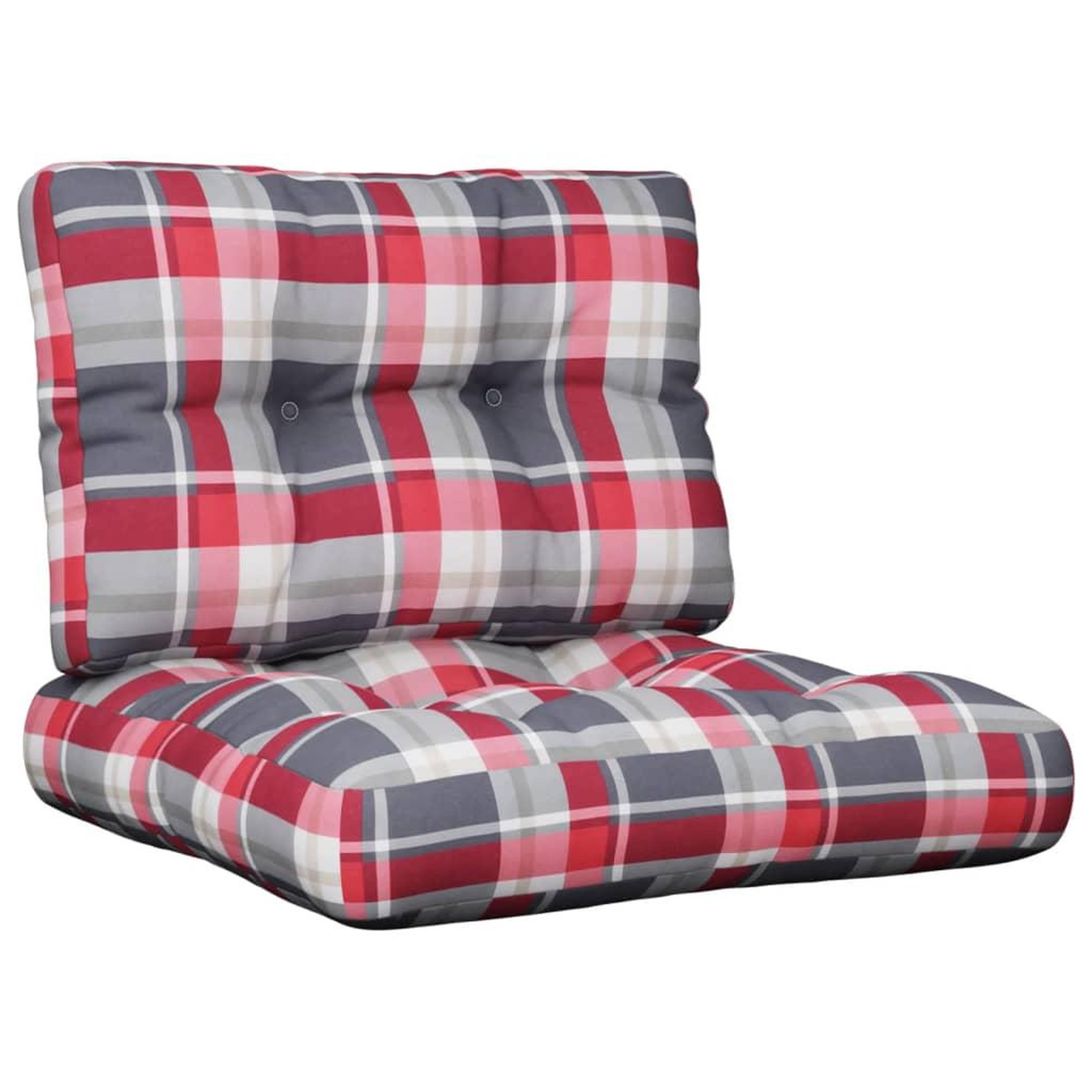 Voir la diapositive 2 : VIDAXL Coussins de palette lot de 2 motif a carreaux rouge tissu