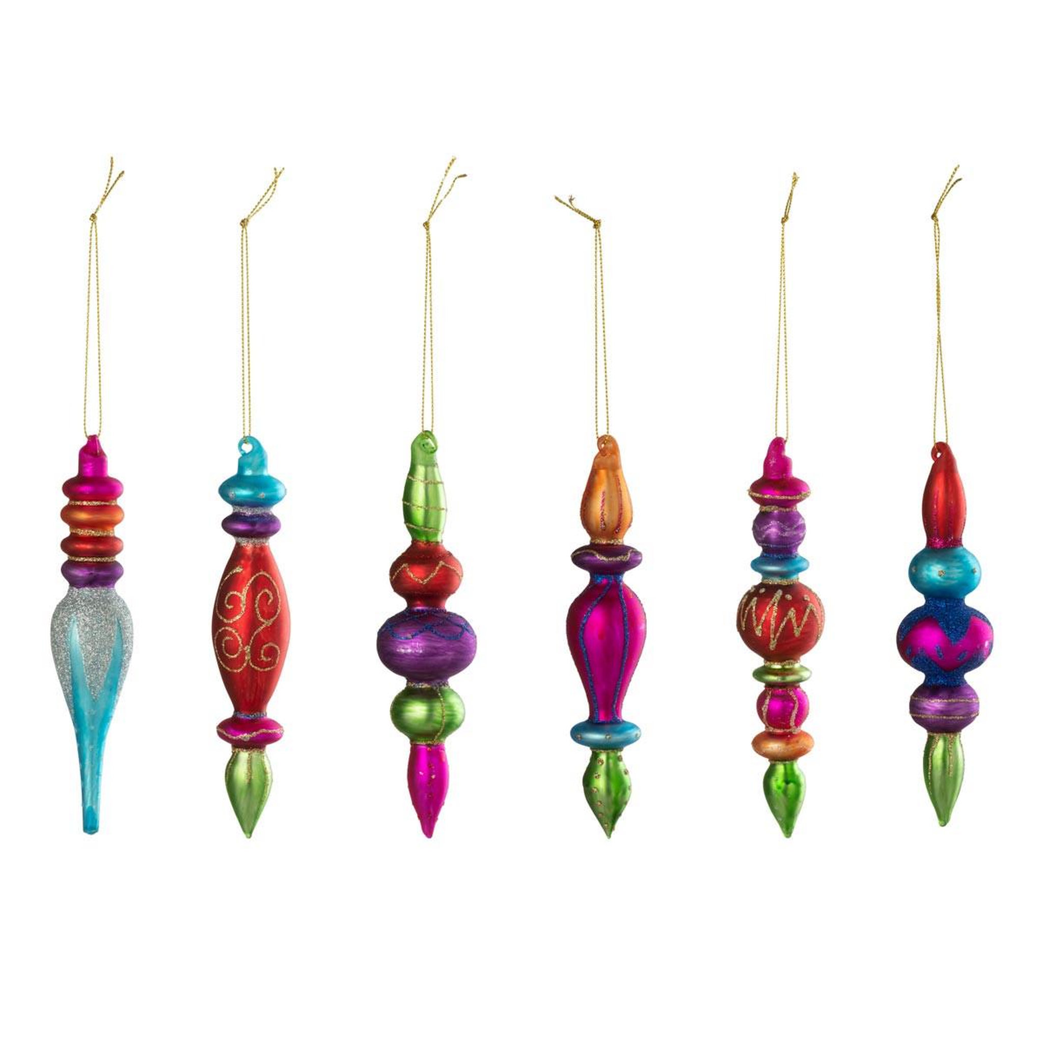 J-LINE Lot de 6 sujets de noël  color pop  16cm multicolore