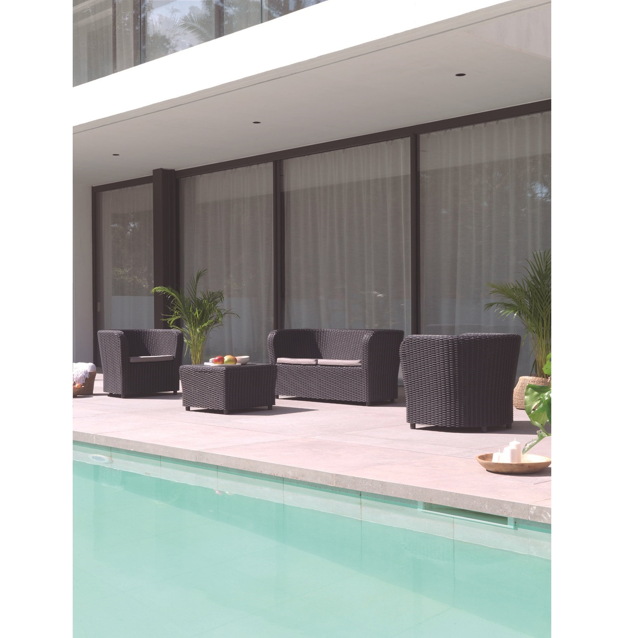 Voir la diapositive 1 : Salon bas de jardin anthracite NOVA
