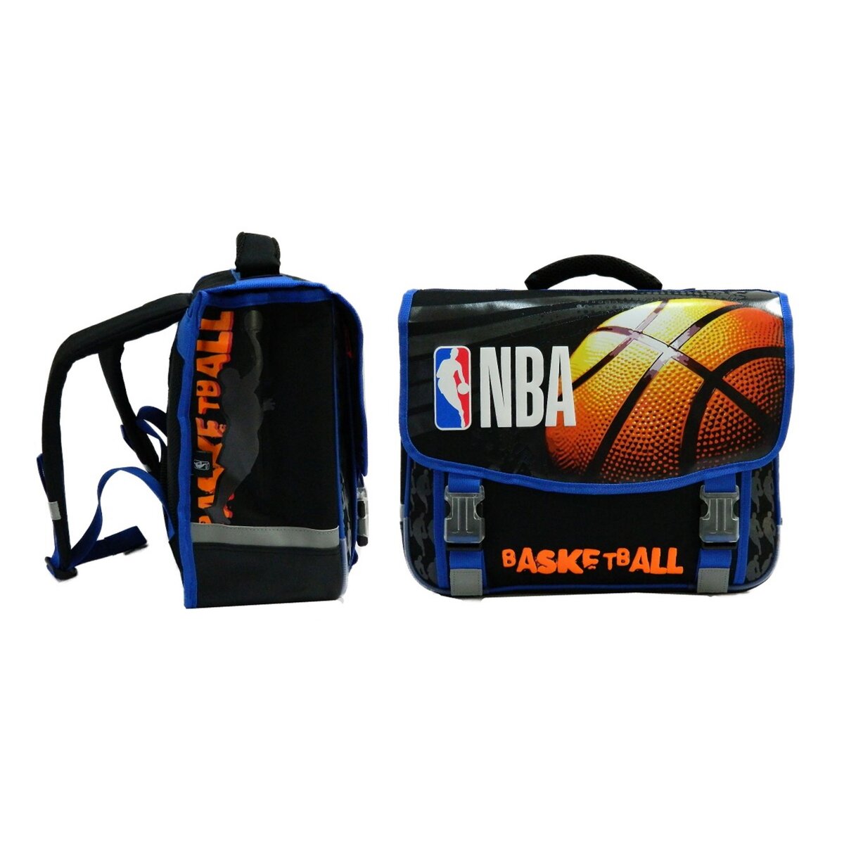Cartable 41cm - 2 compartiments + 1 poche - Bandes réfléchissantes - Bretelles ergonomiques  et ajustables - NBA