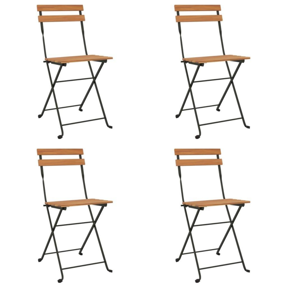 VIDAXL Chaises de bistrot pliantes lot de 4 Bois teck solide et acier