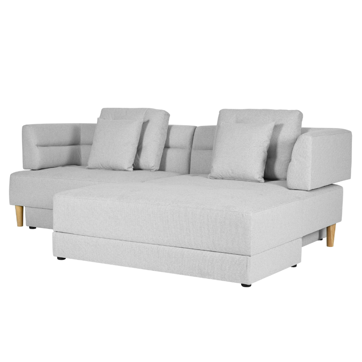 CONCEPT USINE Canapé multifonction 4 places en tissu gris clair BERGA