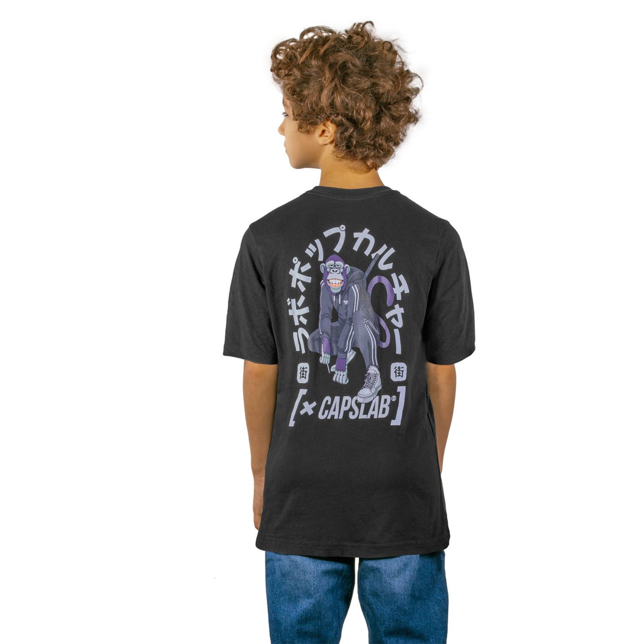 Voir la diapositive 2 : CAPSLAB T-shirt enfant relax fit avec print devant et dos Monkey Business