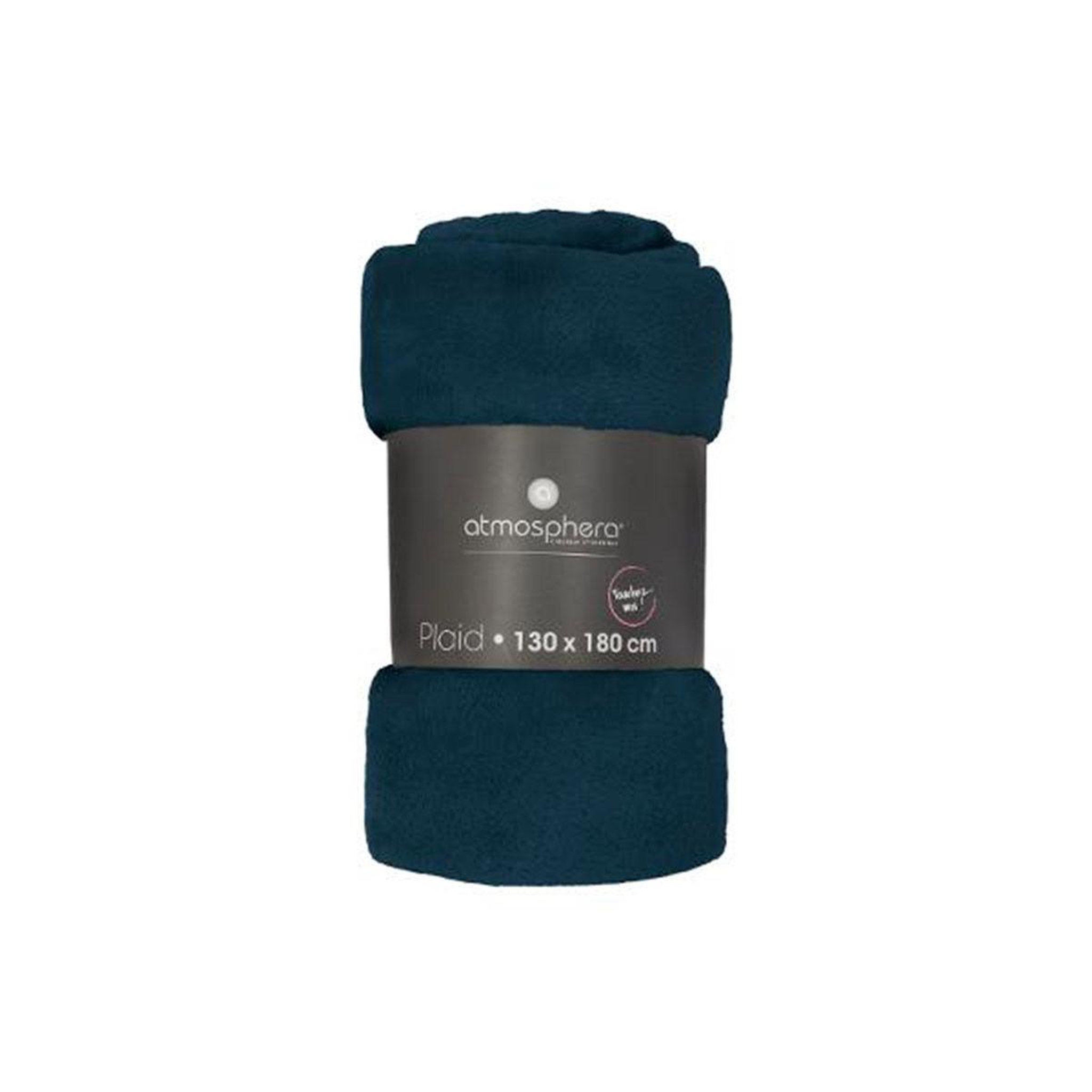 Voir la diapositive 4 : ATMOSPHERA Grand plaid en flanelle uni - 180x130 cm - Bleu foncé