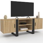 ID MARKET Meuble TV 140 cm PHOENIX 2 portes bois et noir