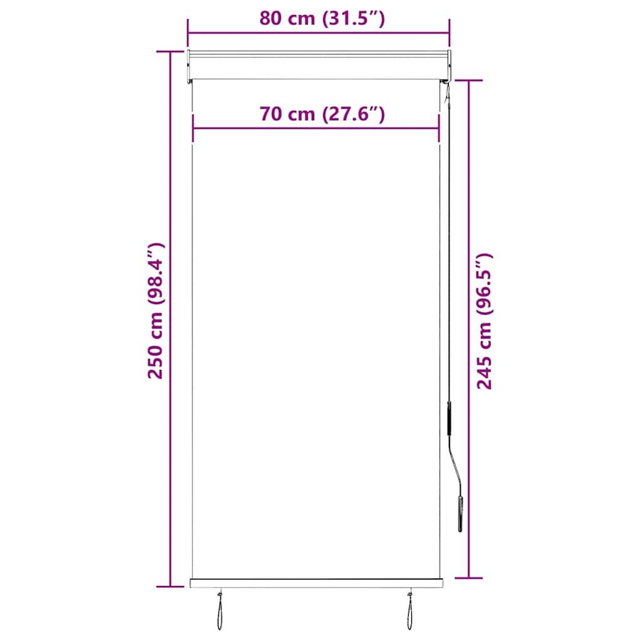 Voir la diapositive 6 : VIDAXL Store roulant d'exterieur 80 x 250 cm Creme